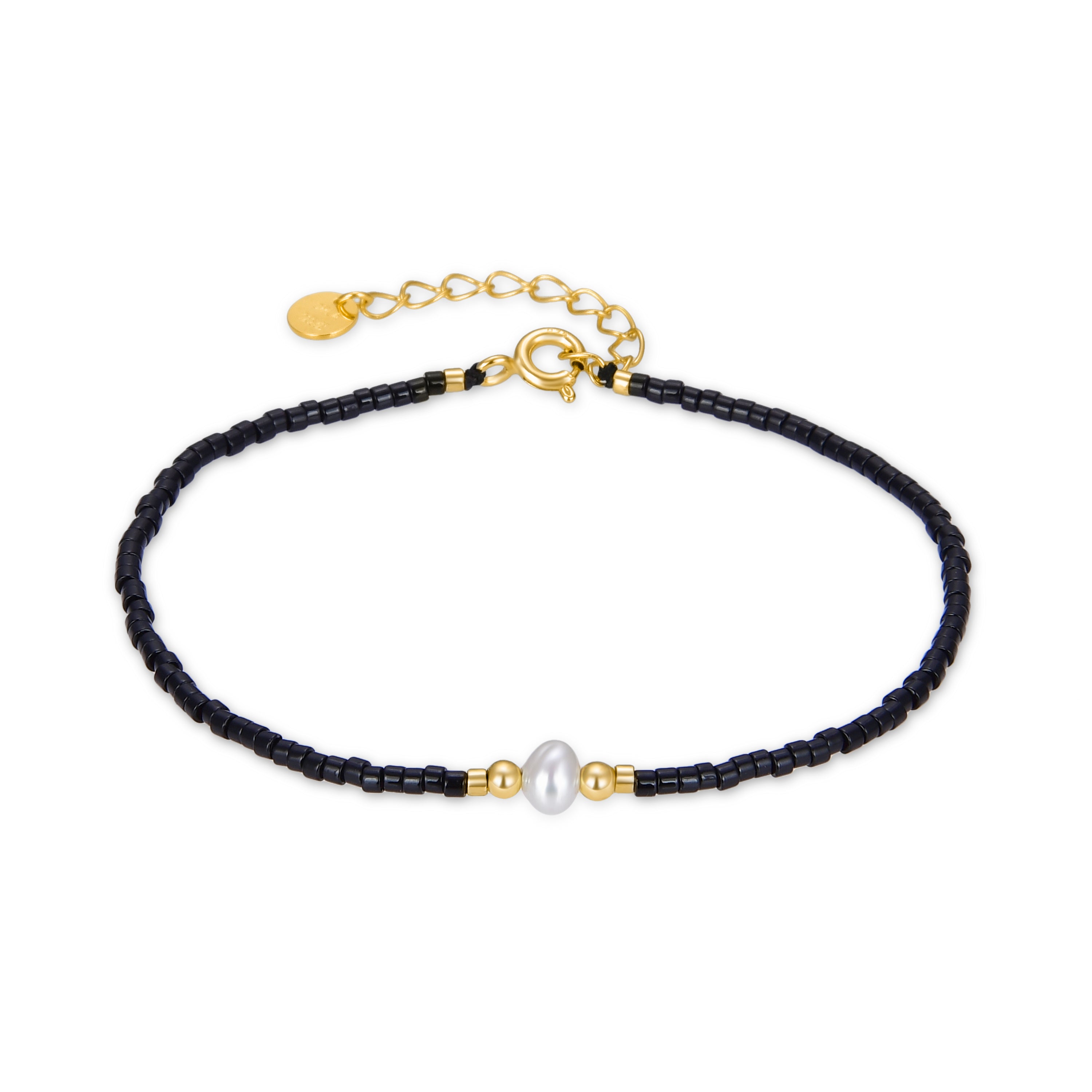 925 Sterling Silver Bracelet with White Pearl finished in 18K Yellow Gold - Isrha