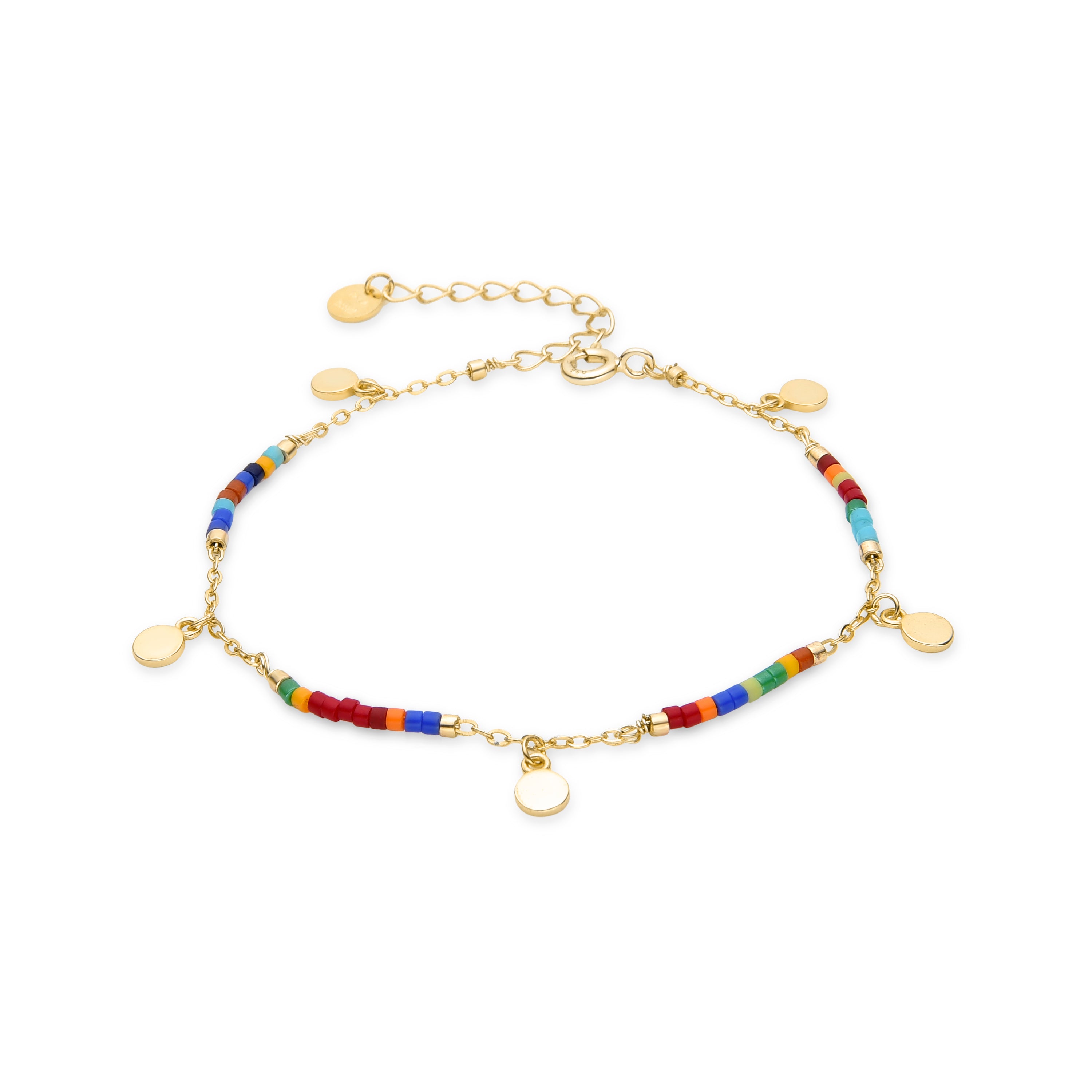 925 Sterling Silver Bracelet with Multicolor Crystals Finished in 18K Yellow Gold - Mors