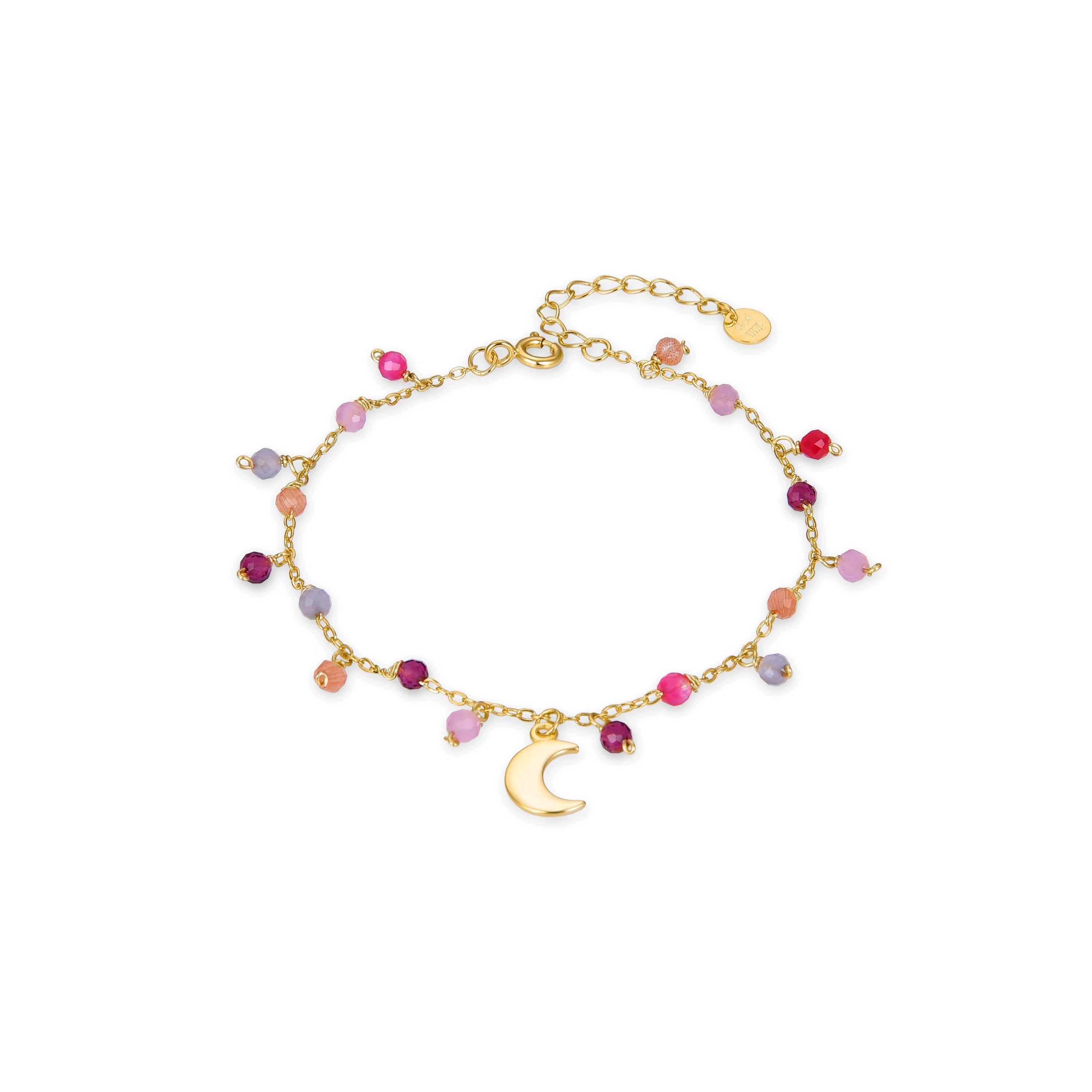 925 Sterling Silver Bracelet with Multicolor Crystals Finished in 18K Yellow Gold - Tryx
