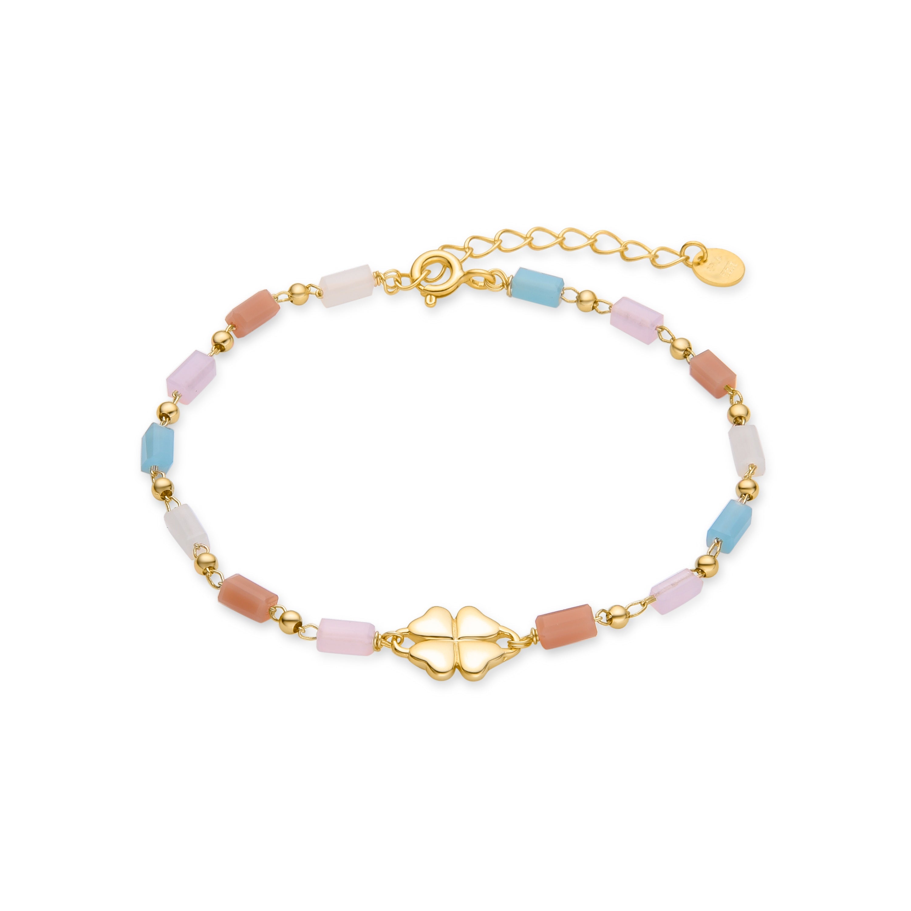 925 Sterling Silver Bracelet with Multicolor Crystals Finished in 18K Yellow Gold - Saara