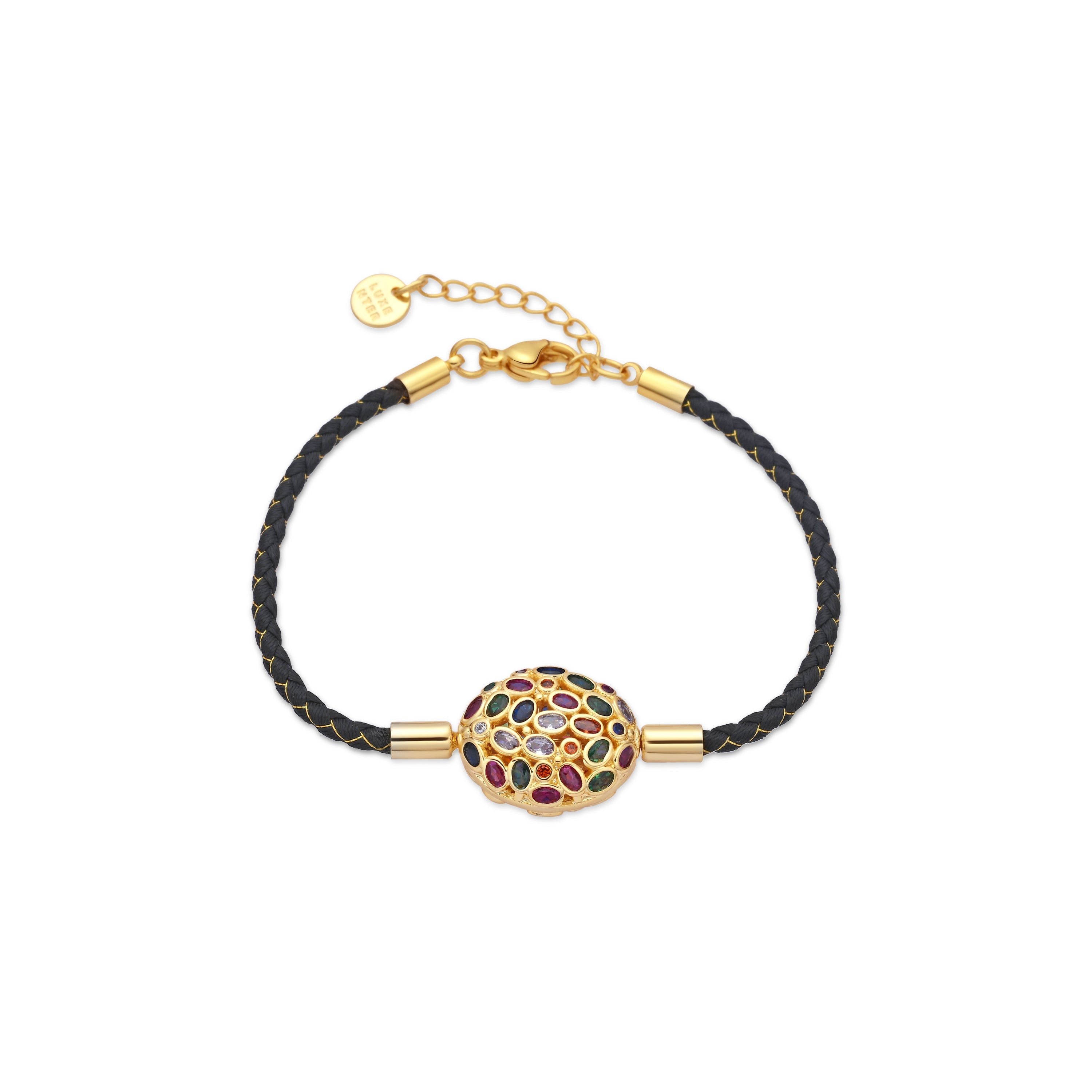 925 Sterling Silver Multicolor Zirconia Bracelet with 18k Yellow Gold Finish - Milkio