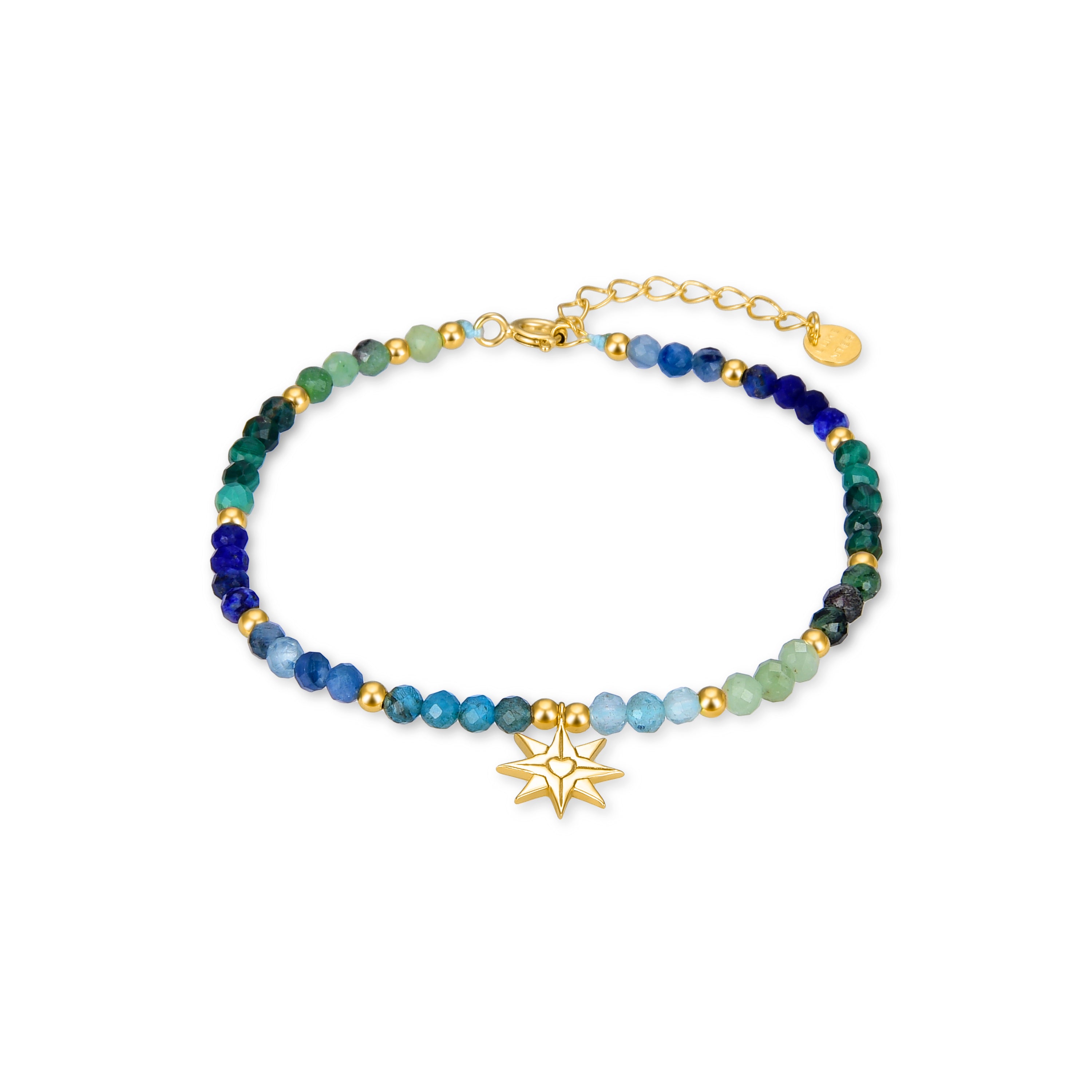 925 Sterling Silver Bracelet with Multicolor Crystals Finished in 18K Yellow Gold - Neomu