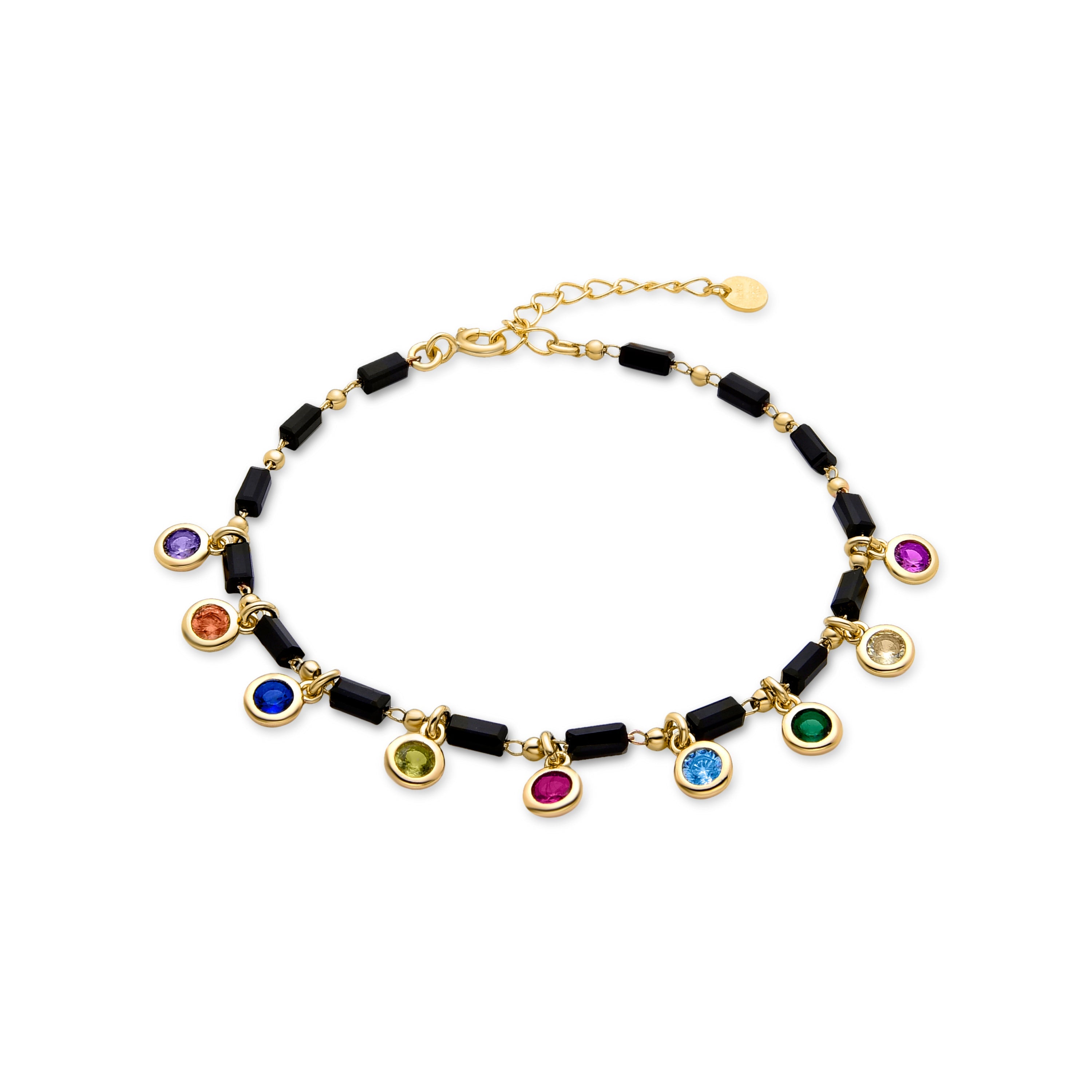 925 Sterling Silver Bracelet with Multicolor Zirconia Finished in 18K Yellow Gold - Vusak