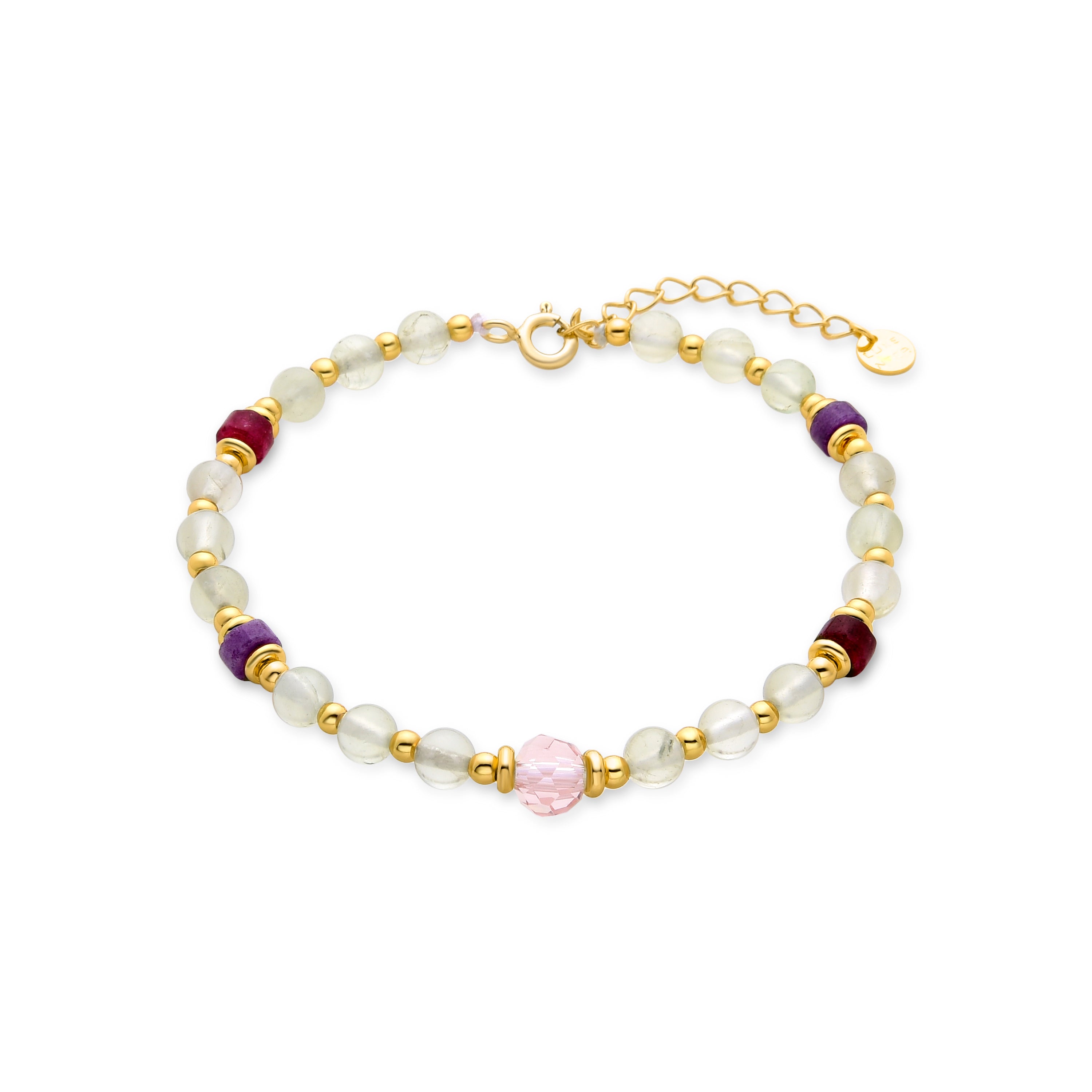 925 Sterling Silver Bracelet with Prehenite Finished in 18K Yellow Gold - Rilxi