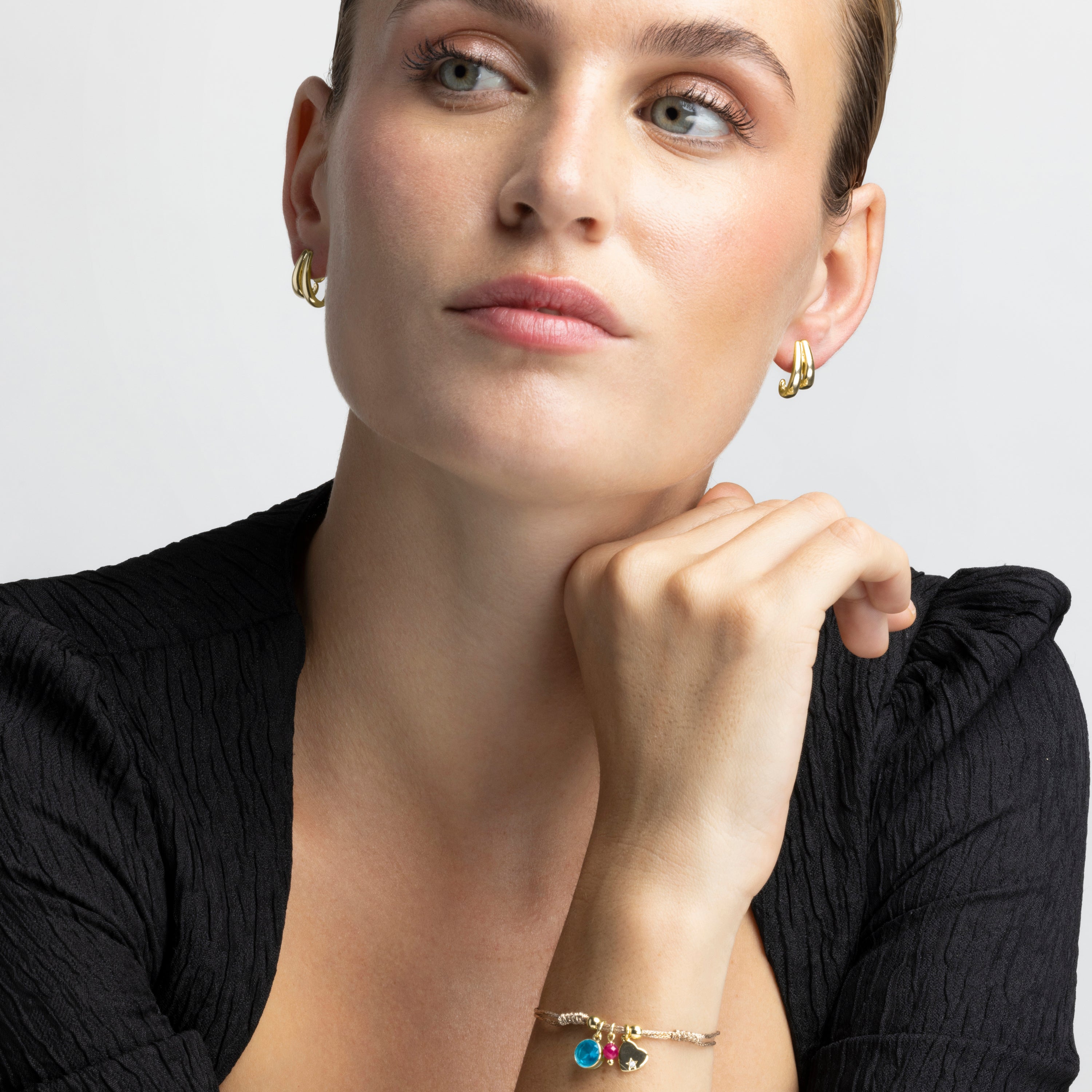 925 Sterling Silver Bracelet with Sapphire Zirconia finished in 18K Yellow Gold - Erilah