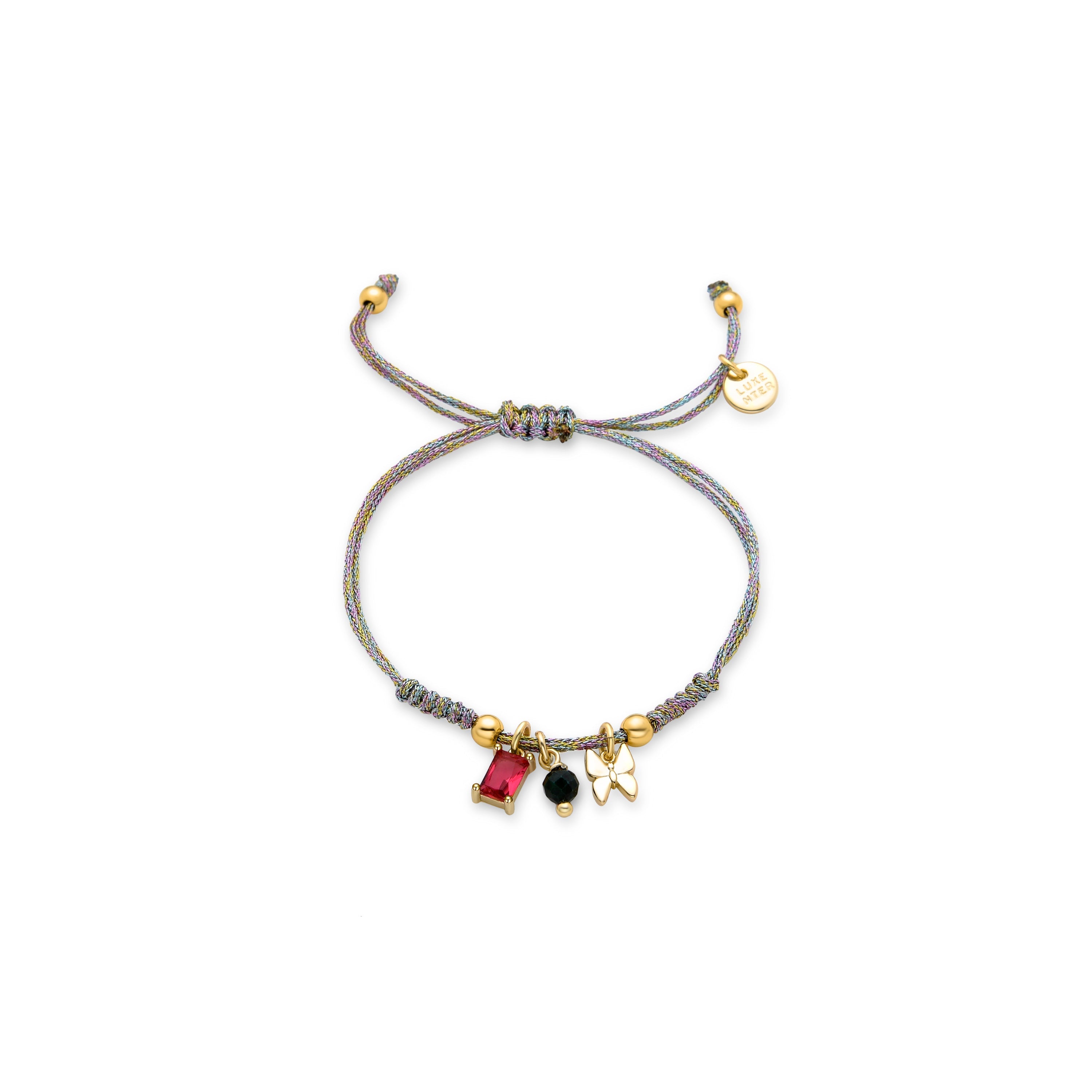925 Sterling Silver Bracelet with Green Crystal finished in 18K Yellow Gold - Butterfly
