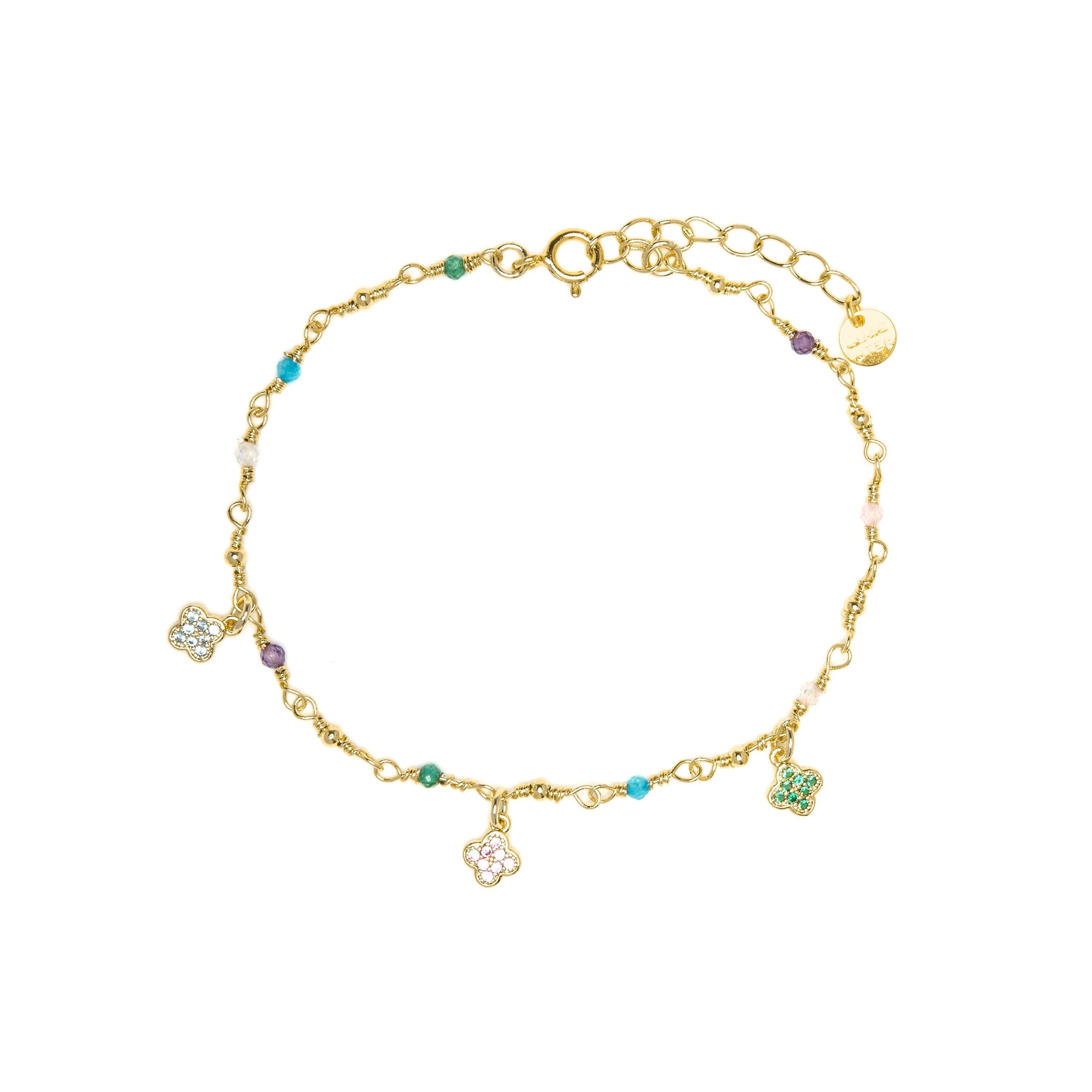 925 Sterling Silver and Multicolor Zirconia Bracelet with 18k Yellow Gold Finish - Talip