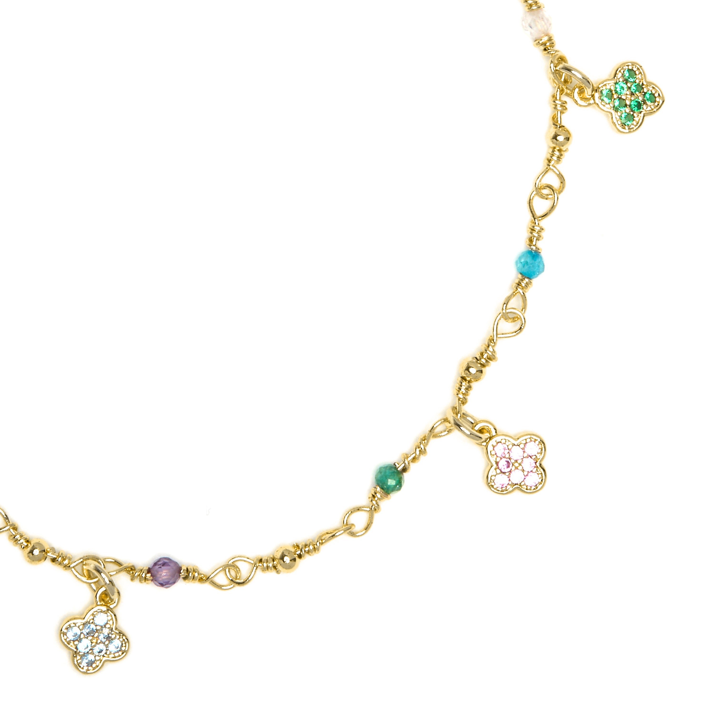 925 Sterling Silver and Multicolor Zirconia Bracelet with 18k Yellow Gold Finish - Talip