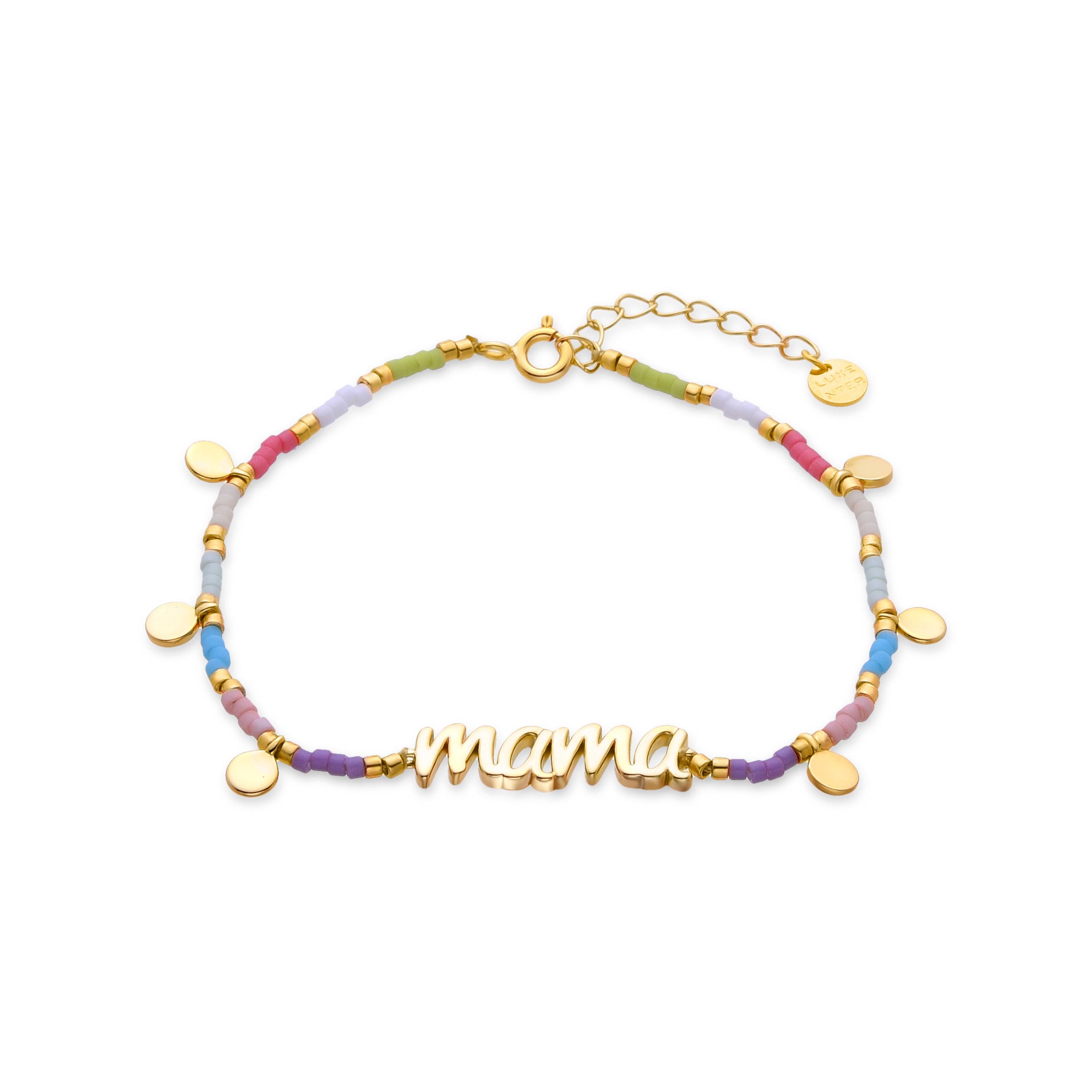 925 Sterling Silver and Multicolor Crystal Bracelet finished in 18k yellow gold - Mama