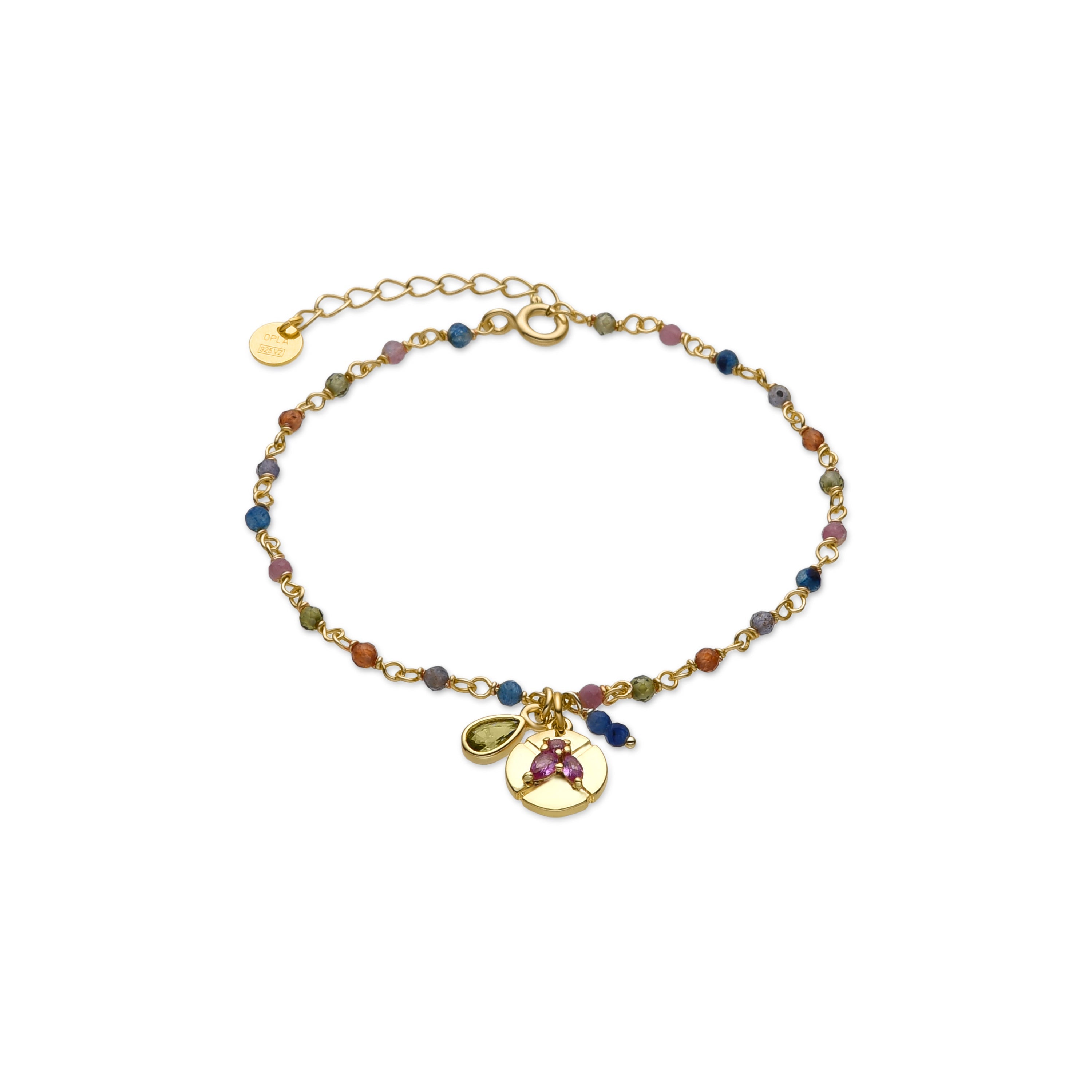 925 Sterling Silver and Multicolor Zirconia Bracelet with 18k Gold Finish - Iorz