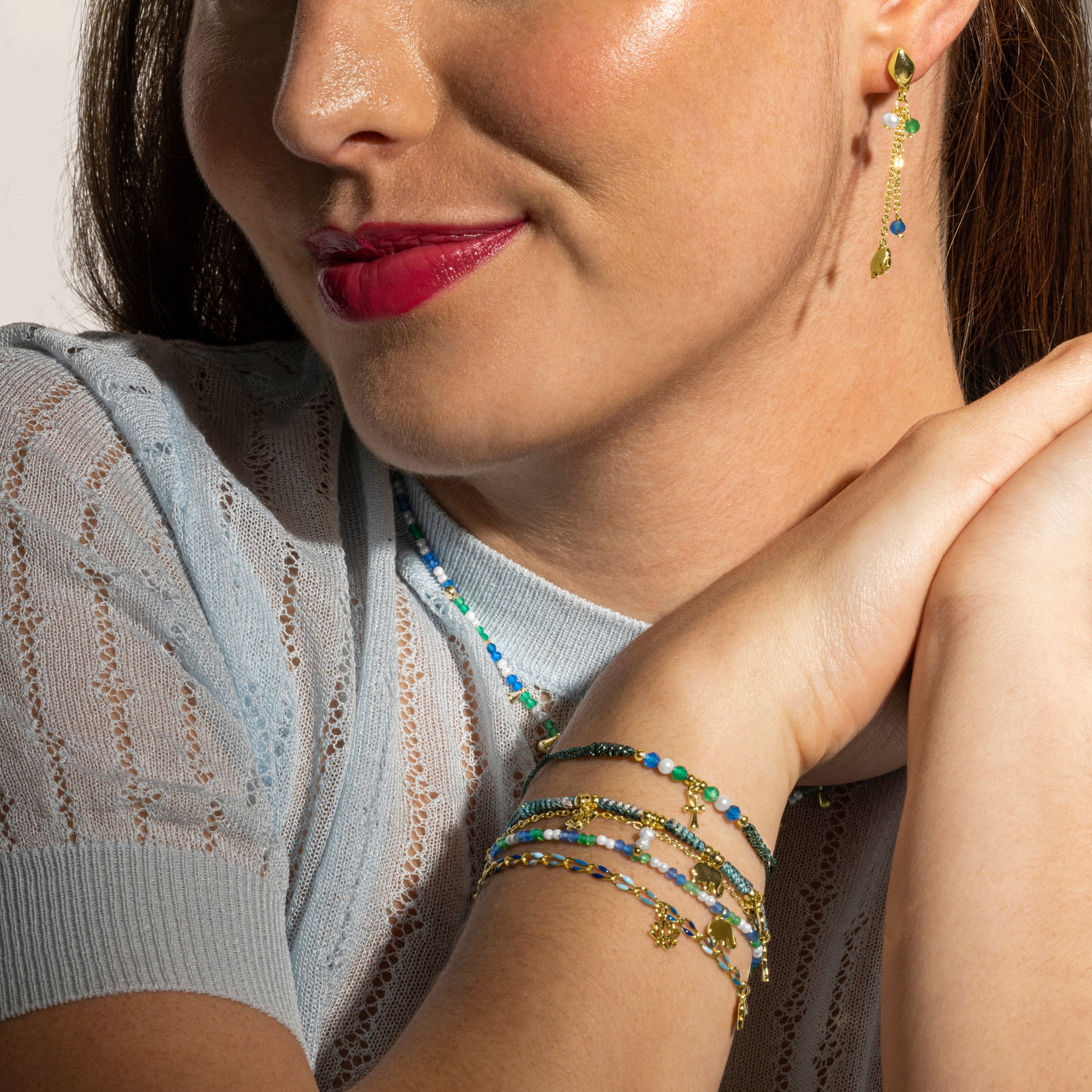 925 Sterling Silver and Multicolor Zirconia Bracelet with 18k Gold Finish - Rukful