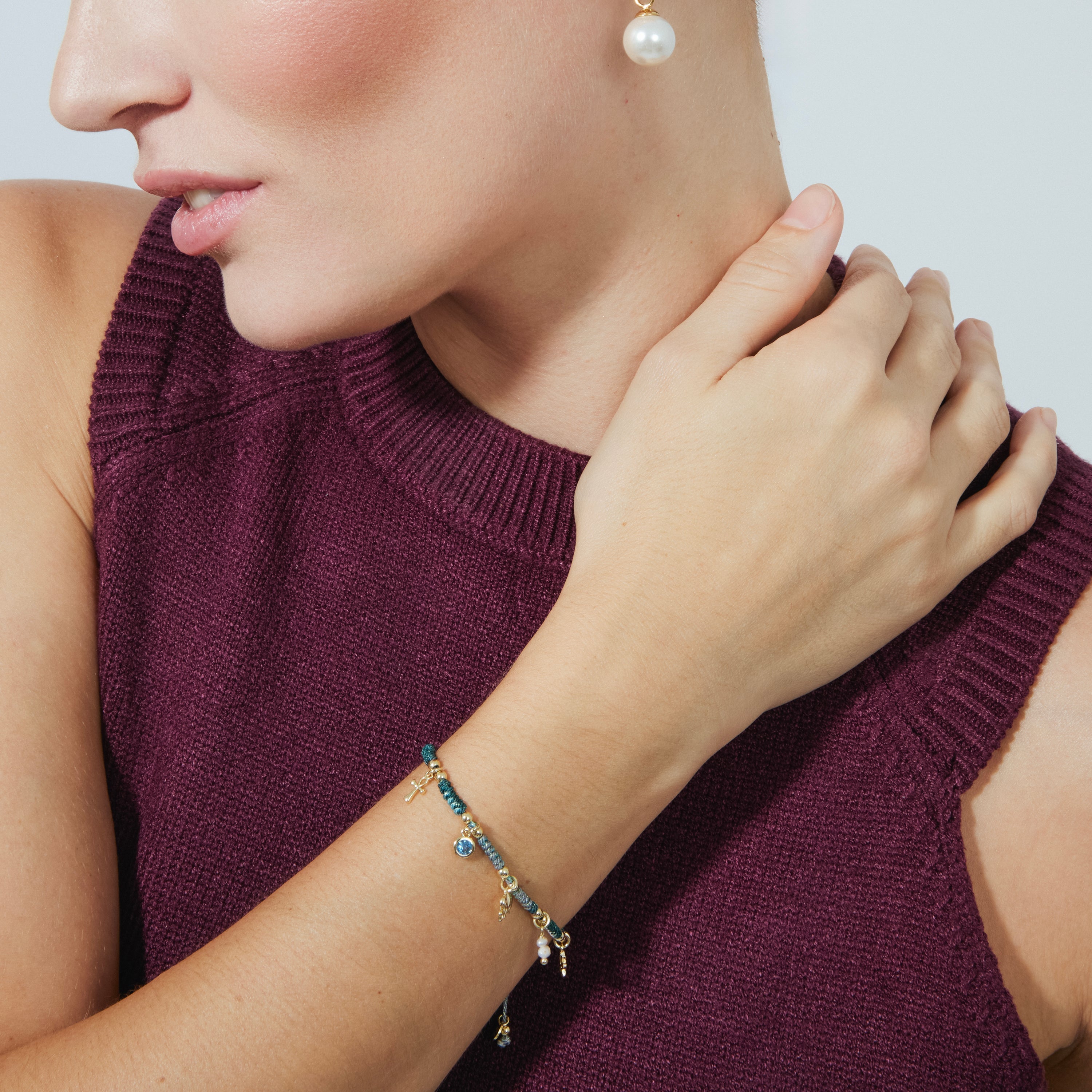 925 Sterling Silver and Multicolor Zirconia Bracelet with 18k Gold Finish - Rukful