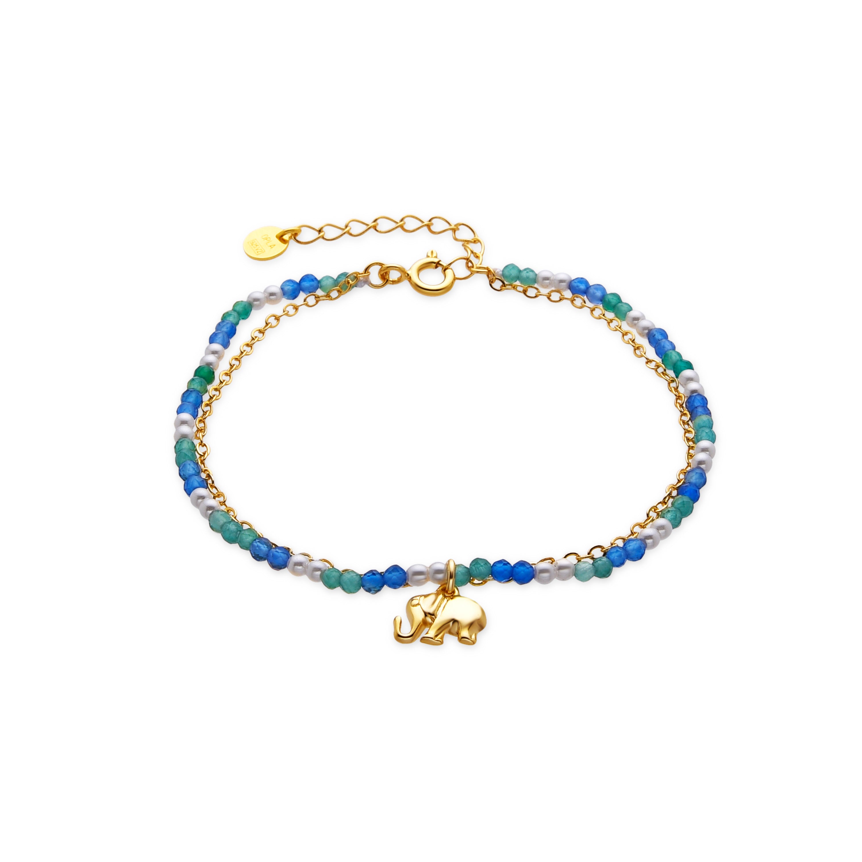 925 Sterling Silver and Dark Blue Crystal Bracelet with 18k Gold Finish - Dirhum