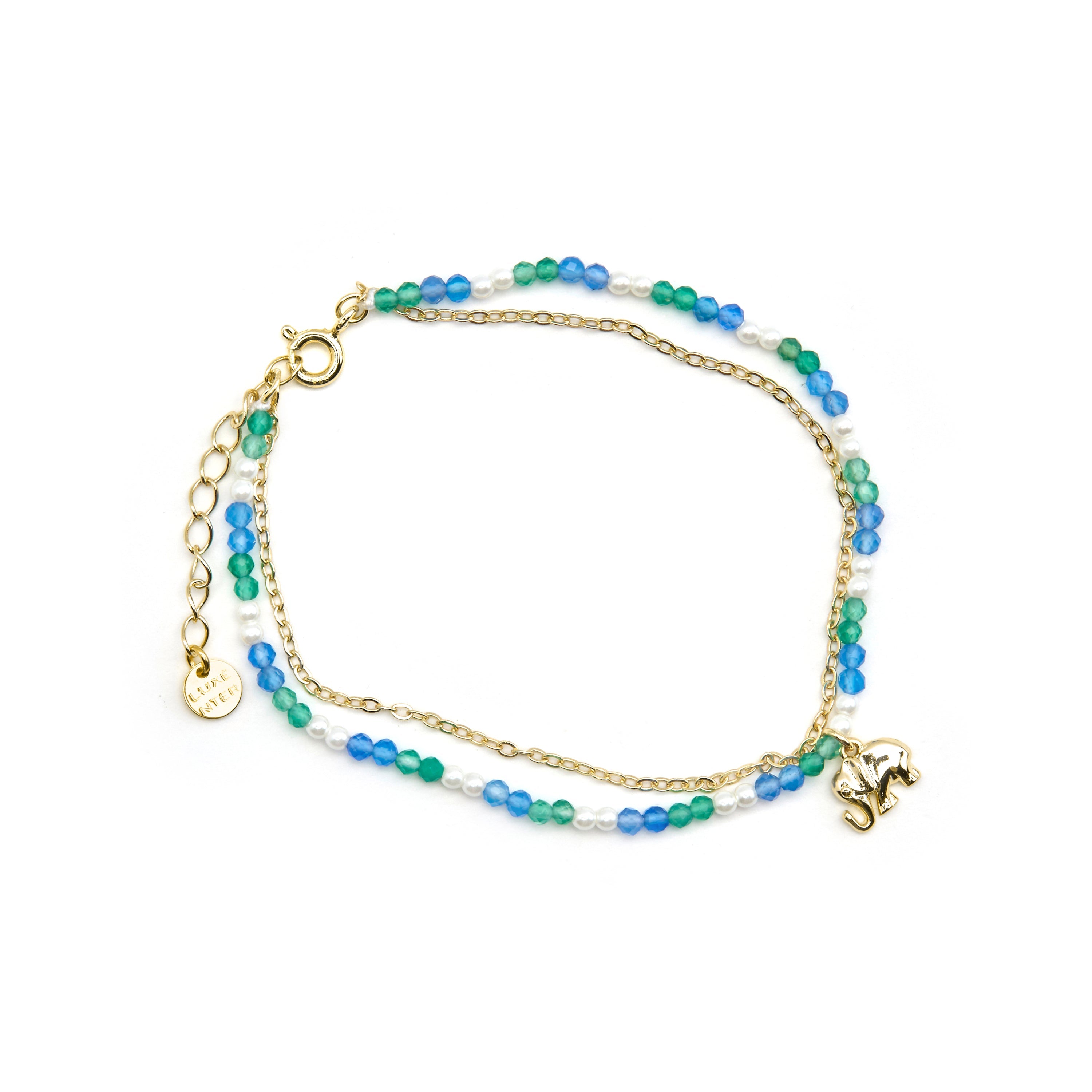925 Sterling Silver and Dark Blue Crystal Bracelet with 18k Gold Finish - Dirhum