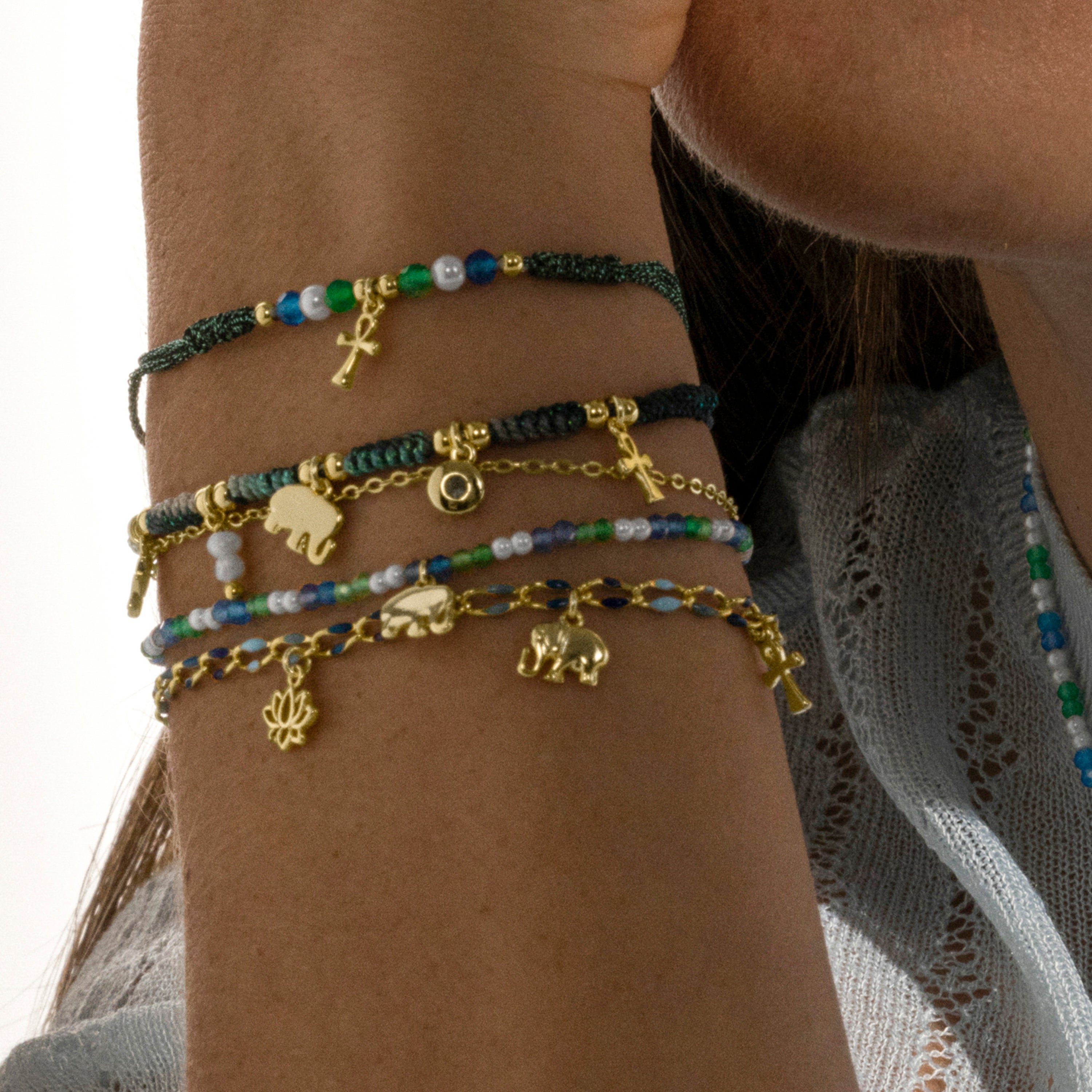 925 Sterling Silver and Dark Blue Crystal Bracelet with 18k Gold Finish - Dirhum