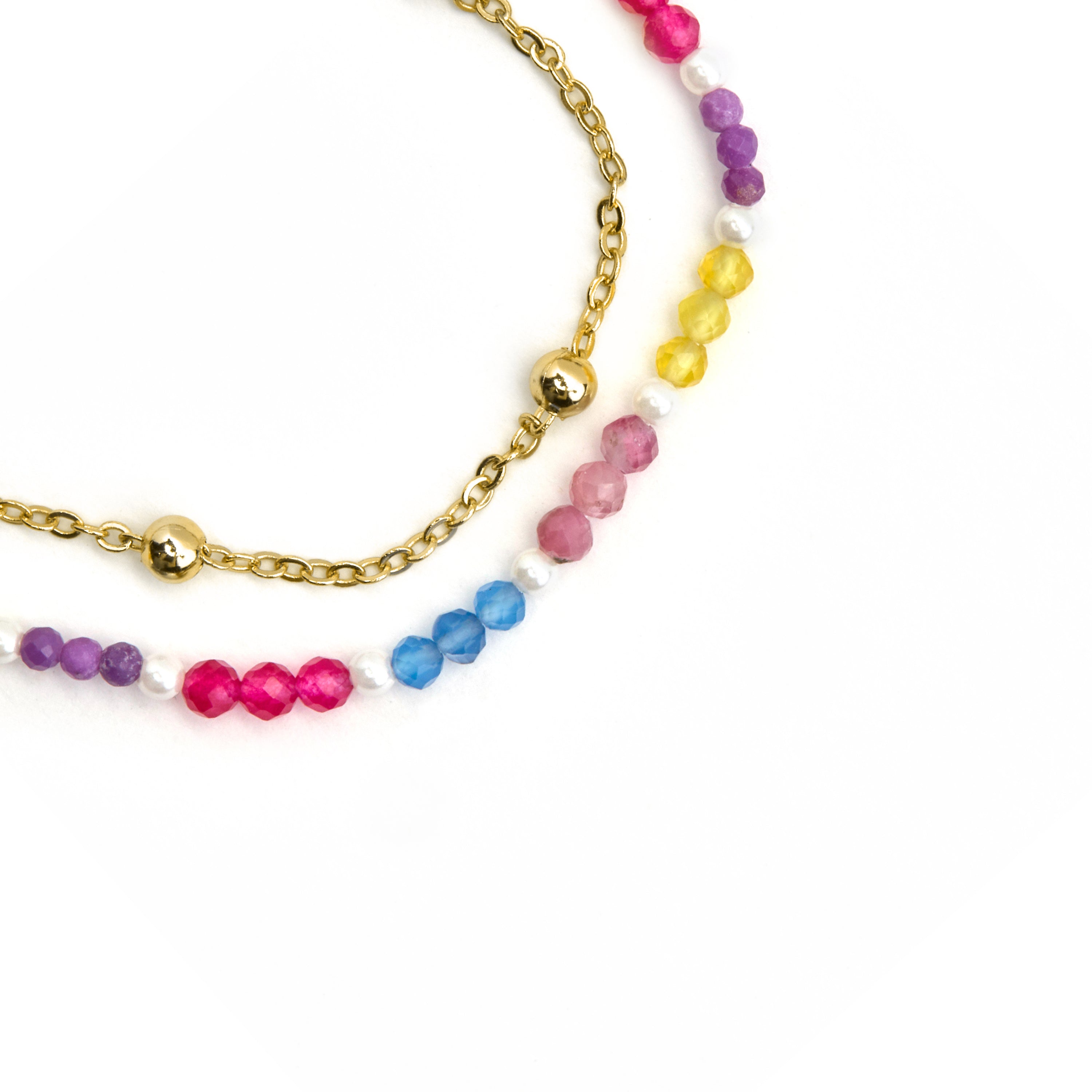 925 Sterling Silver and Multicolor Crystal Bracelet with 18k Gold Finish - Busde