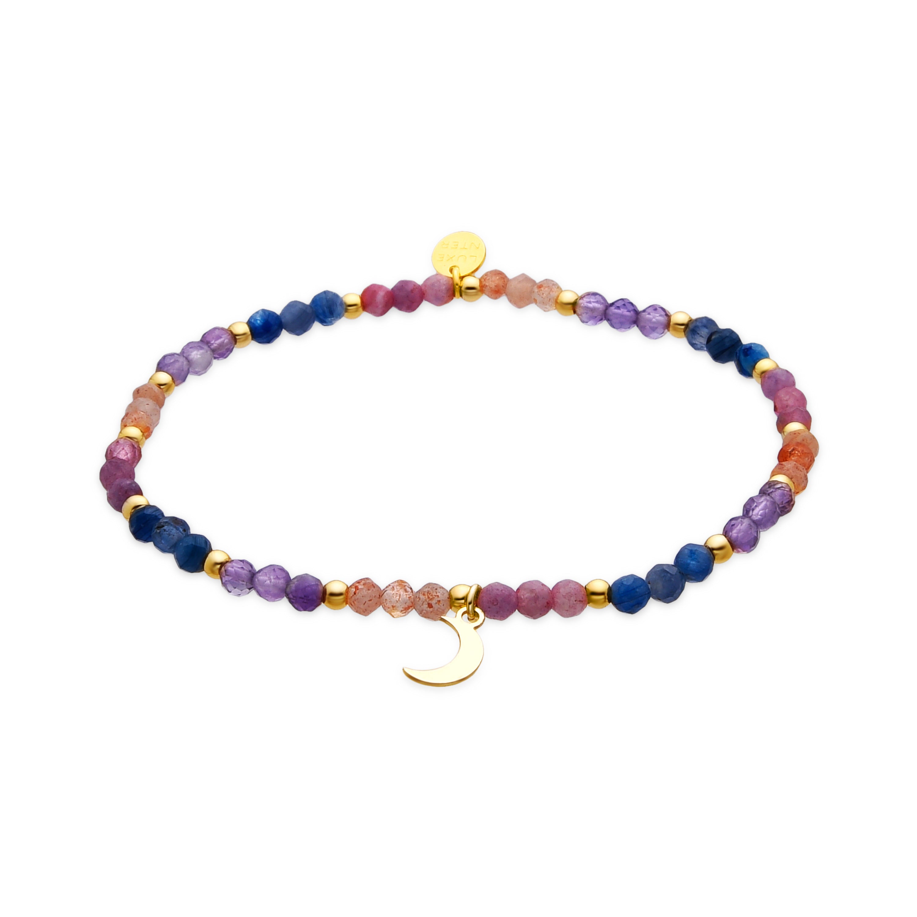 925 Sterling Silver and Multicolor Crystal Bracelet with 18k Gold Finish - Linshu
