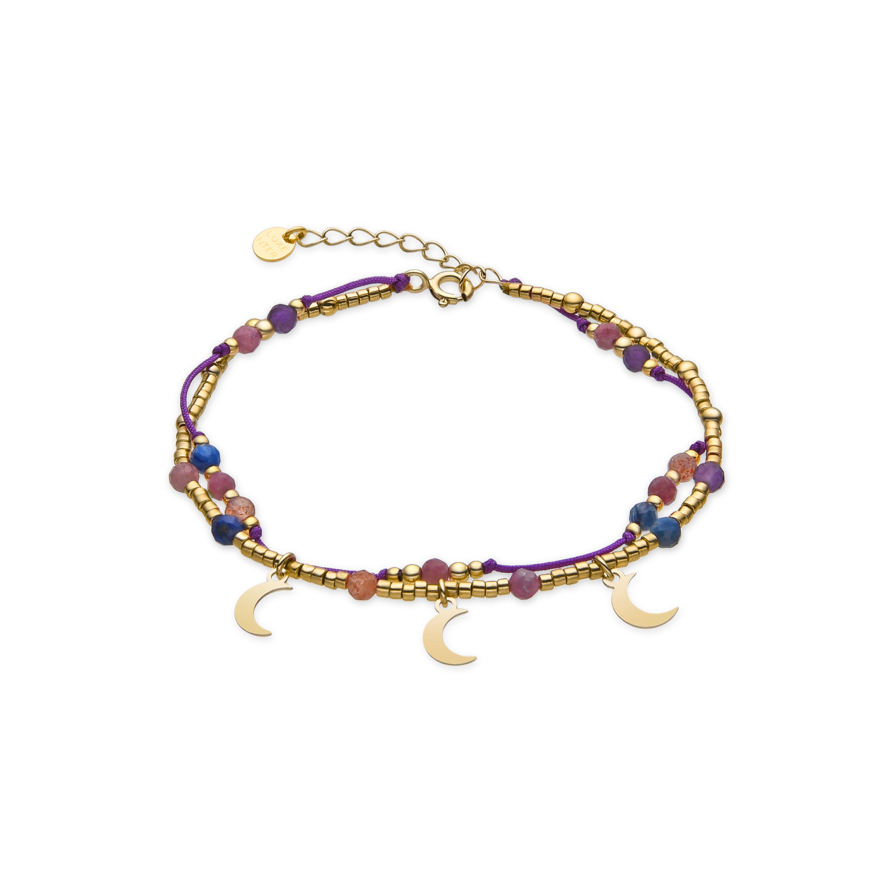 925 Sterling Silver and Multicolor Crystal Bracelet with 18k Gold Finish - Kapac
