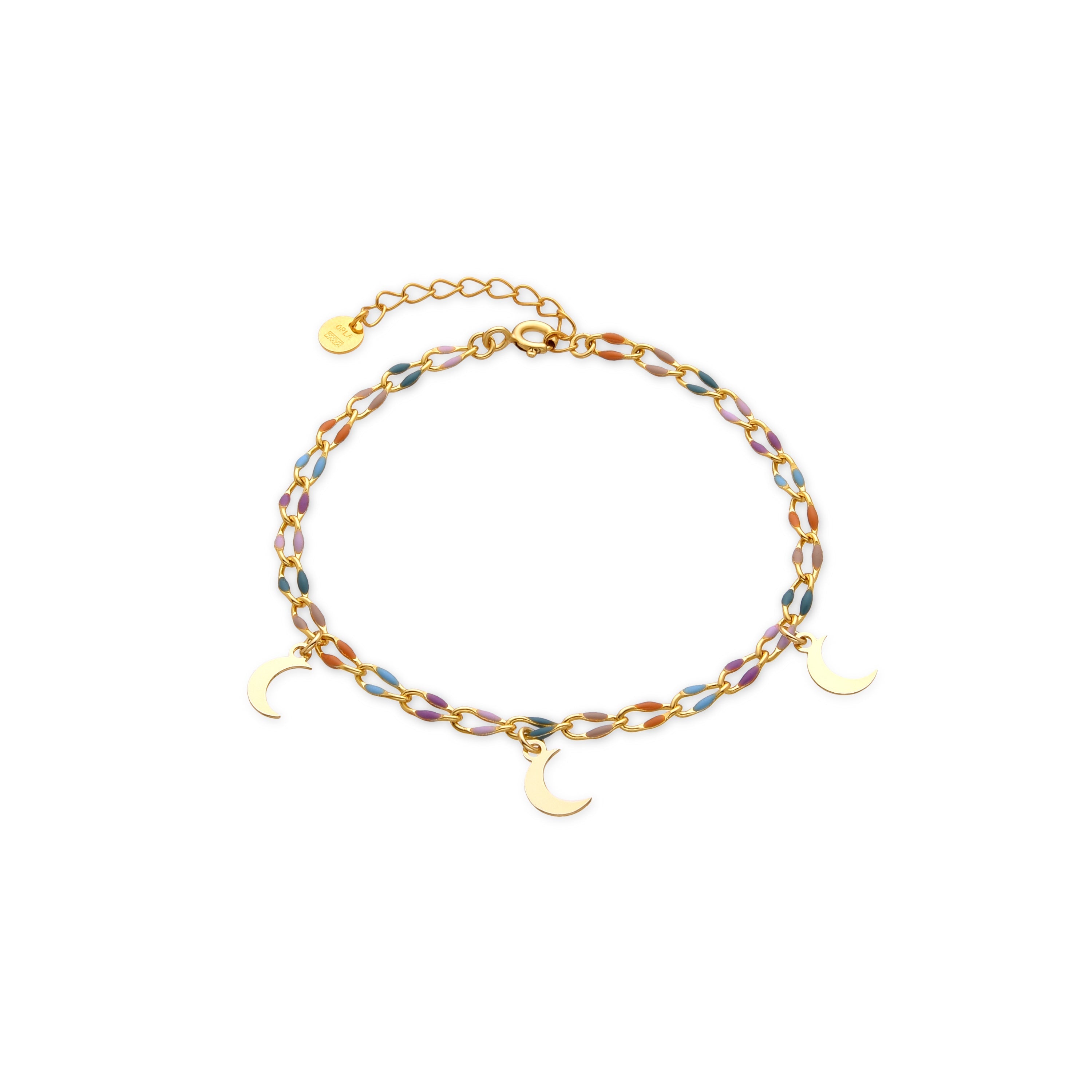 925 Sterling Silver and Multicolor Lacquer Bracelet with 18k Gold Finish - Liesi