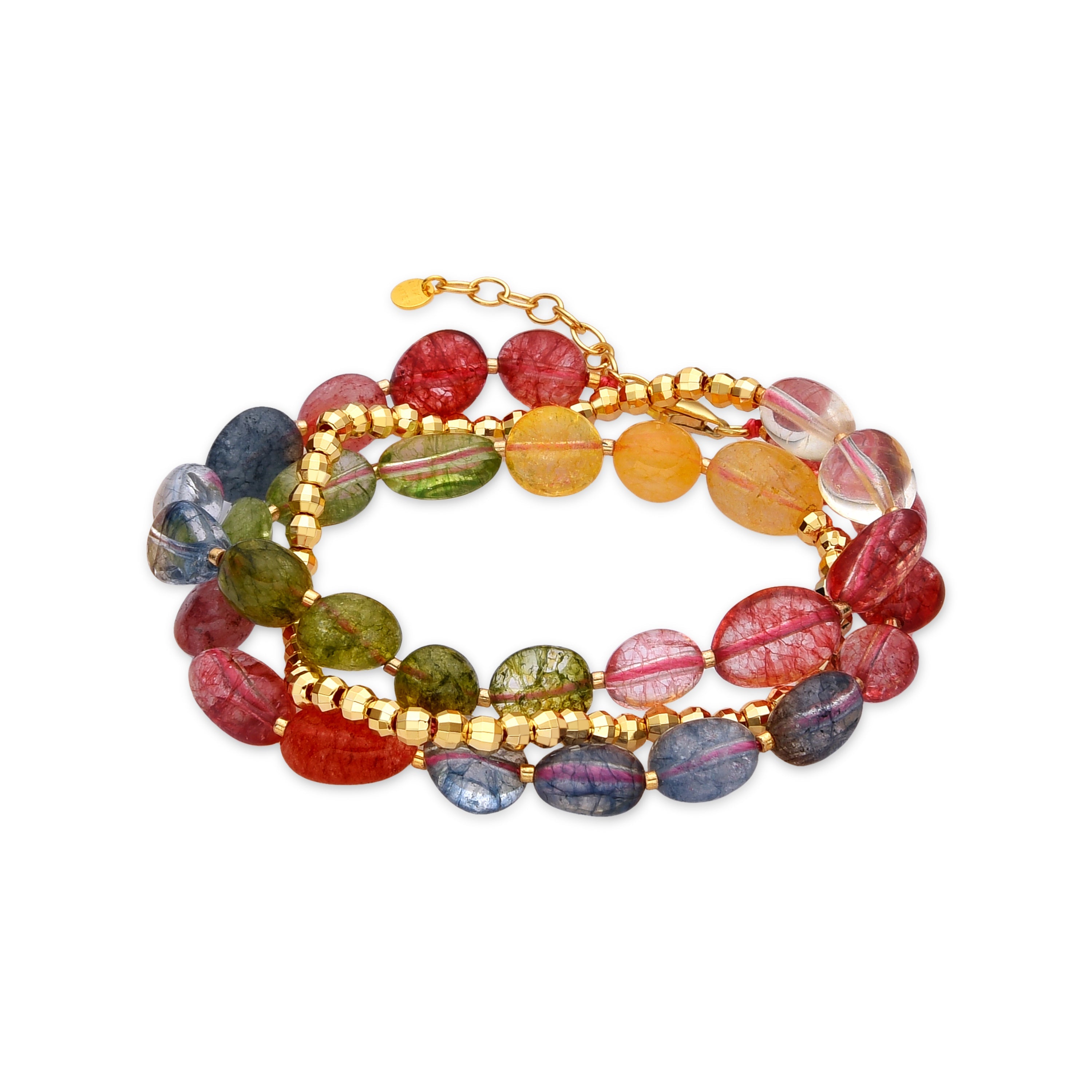 925 Sterling Silver and Multicolor Crystal Bracelet with 18k Gold Finish - Xiua