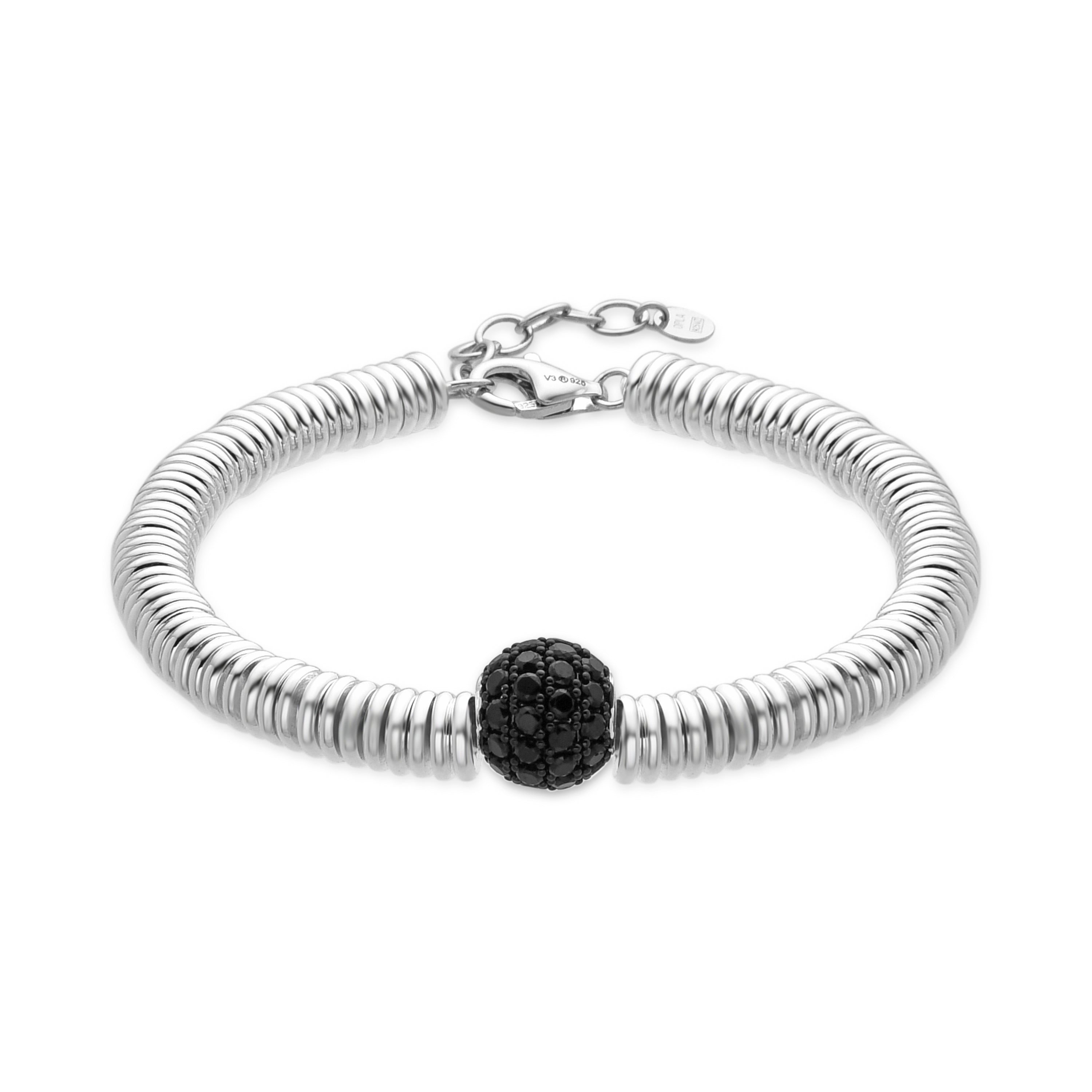 Pulseira de Prata 925 e Zircônia Ônix com acabamento em ródio - Orfi