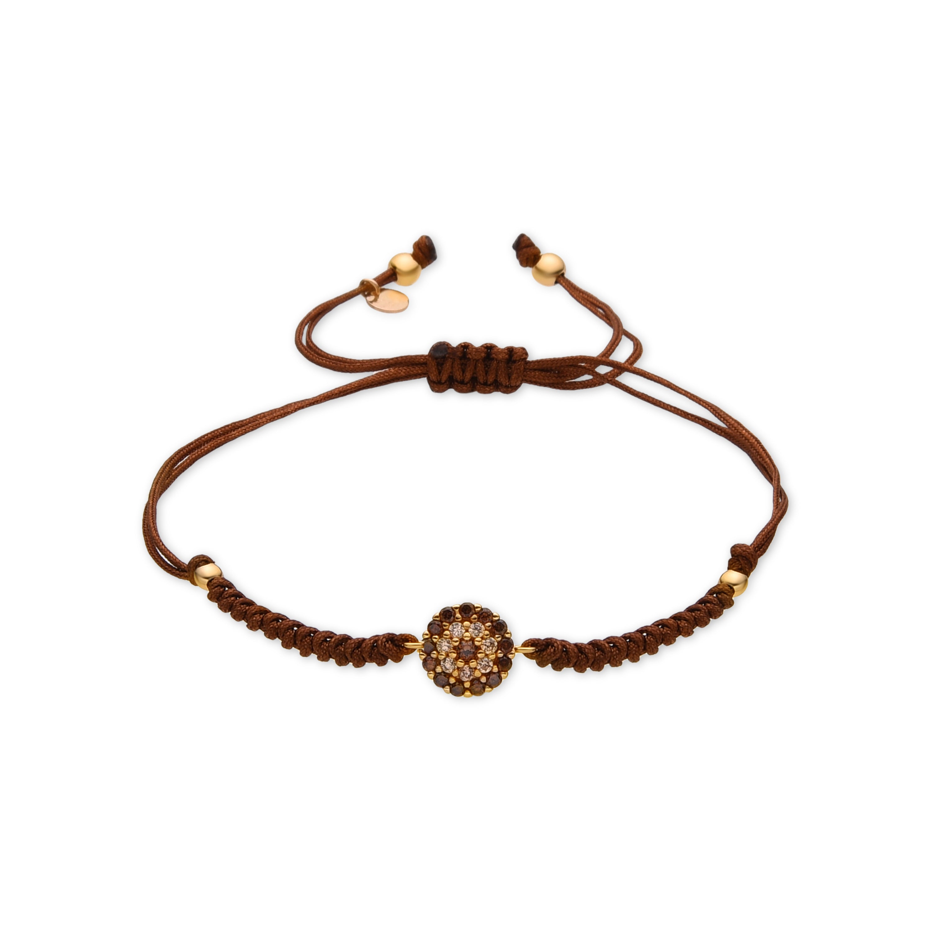 925 Sterling Silver and Brown Zirconia Bracelet with 18k Gold Finish - Ziadri