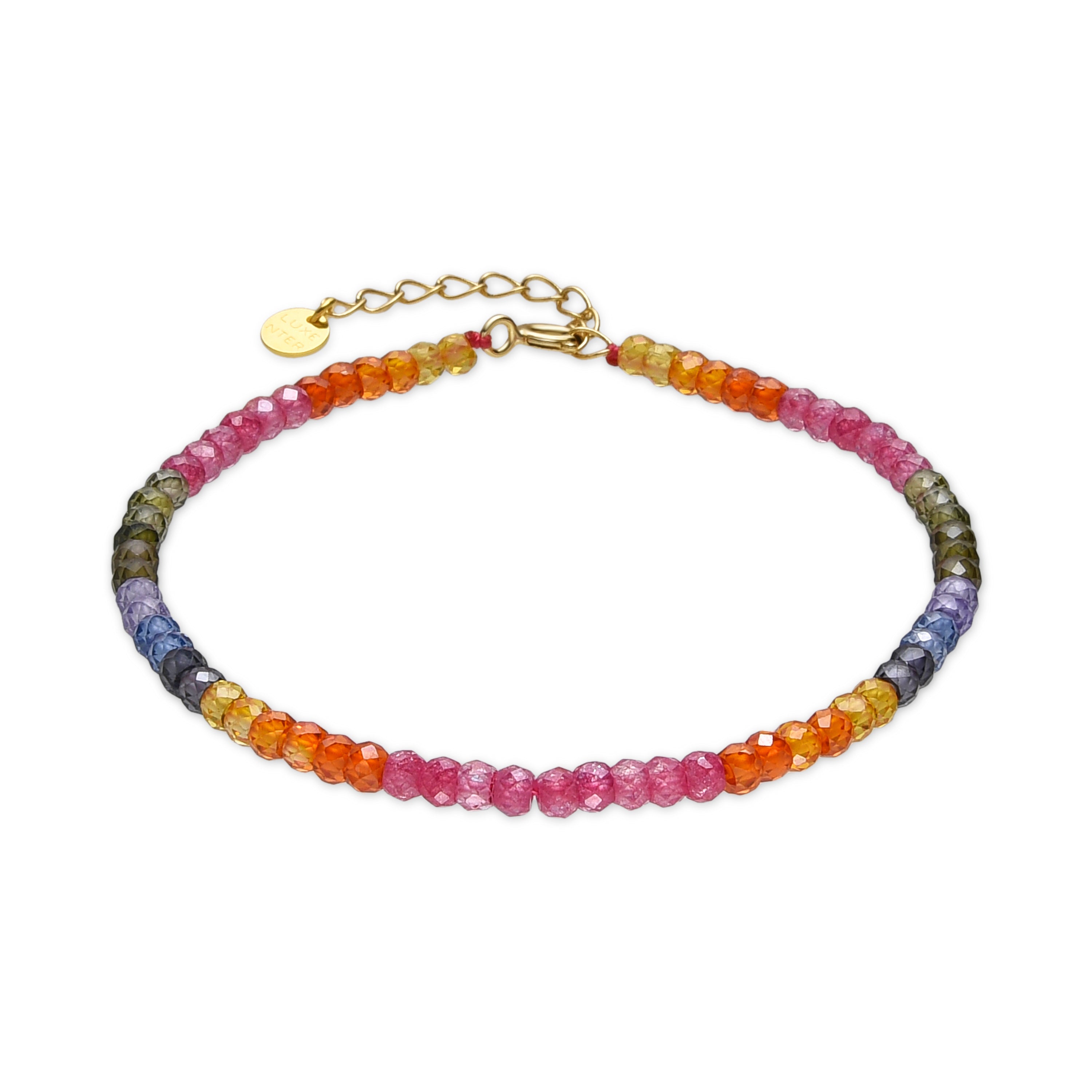 925 Sterling Silver and Multicolor Crystal Bracelet with 18k Gold Finish - Siran