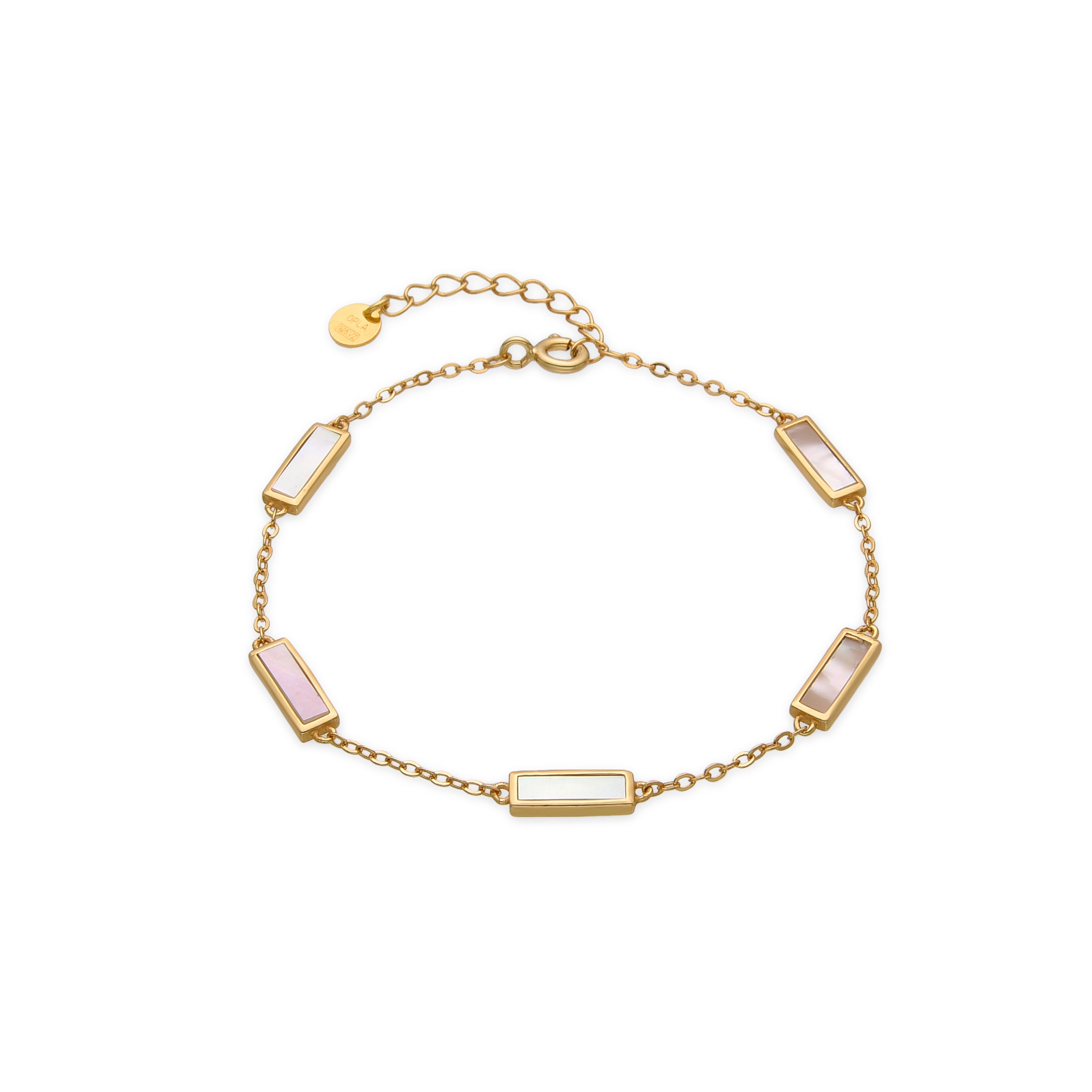 925 Sterling Silver and White Mother-of-Pearl Bracelet with 18k Gold Finish - Limy