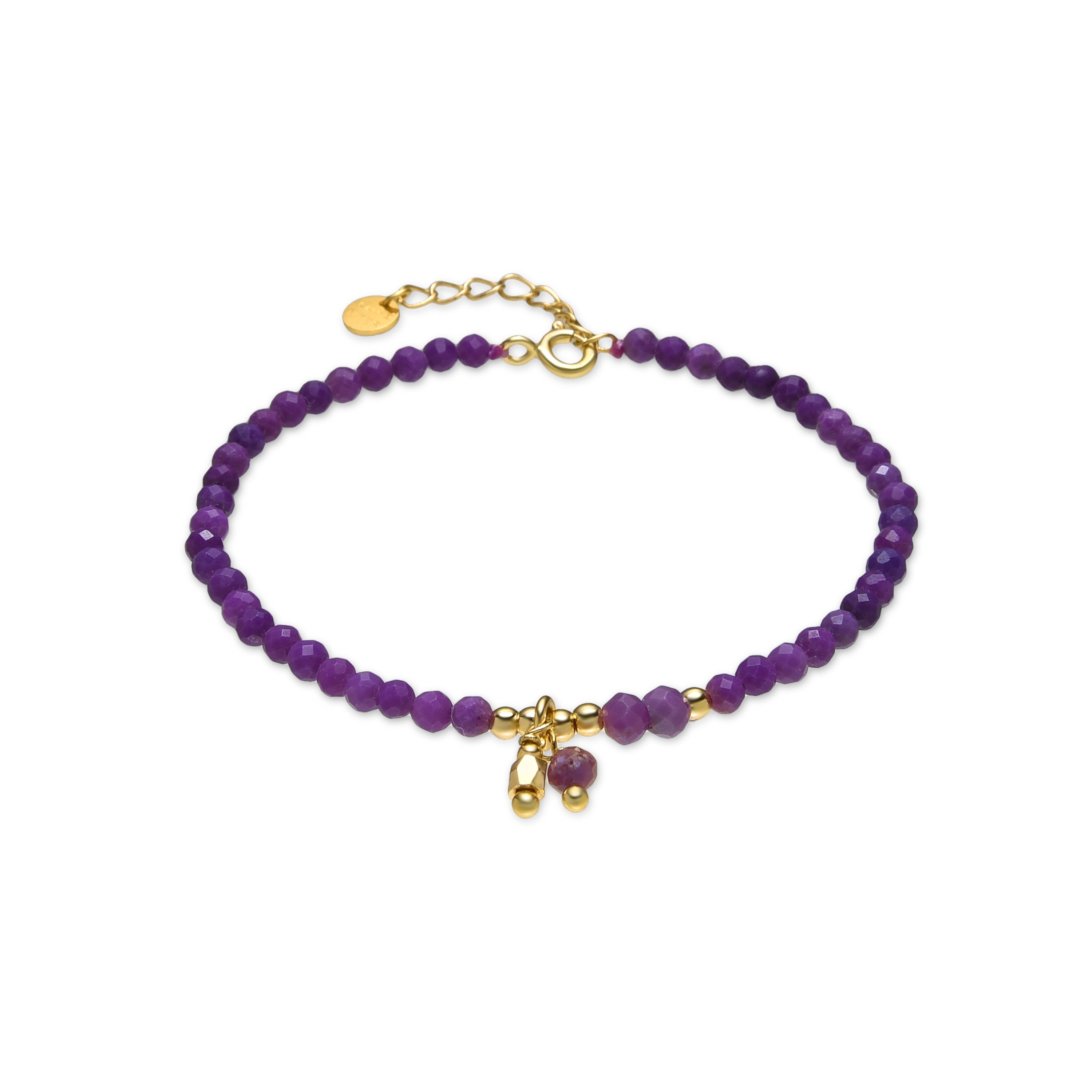 925 Sterling Silver and Purple Crystal Bracelet with 18k Gold Finish - Riccus