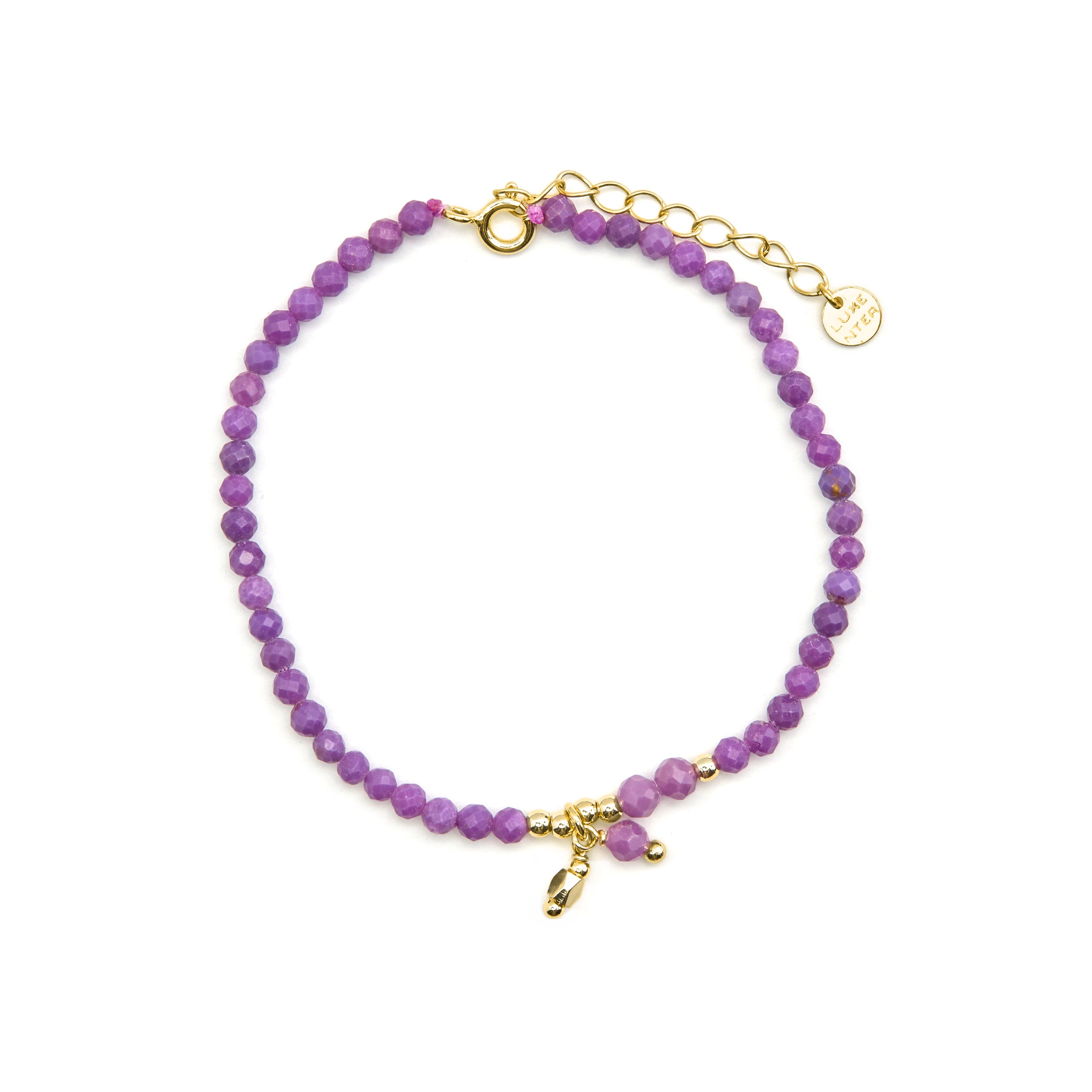 925 Sterling Silver and Purple Crystal Bracelet with 18k Gold Finish - Riccus