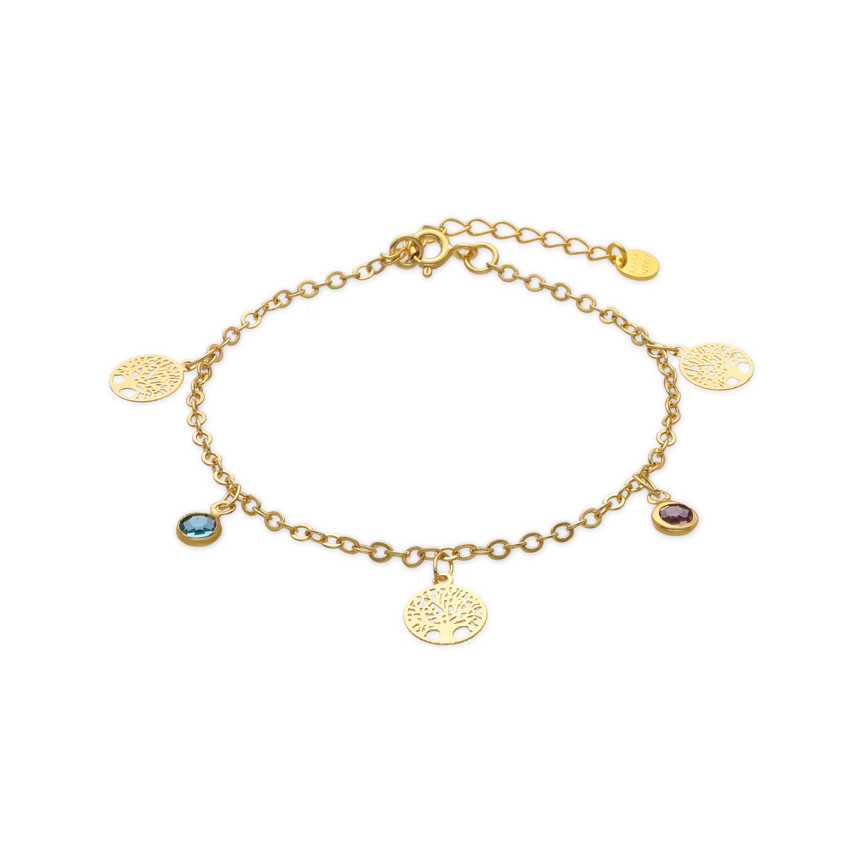 925 Sterling Silver and Multicolor Zirconia Bracelet with 18k Yellow Gold Finish - Shapio