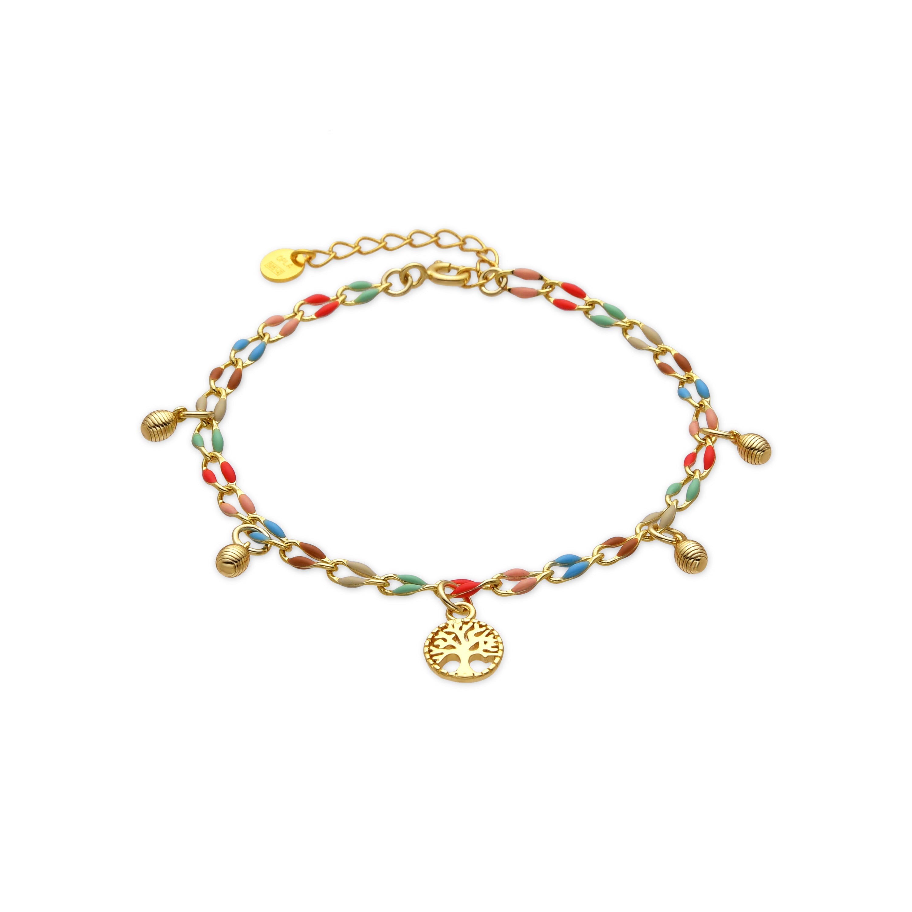 925 Sterling Silver and Multicolor Lacquer Bracelet with 18k Yellow Gold Finish - Ximue