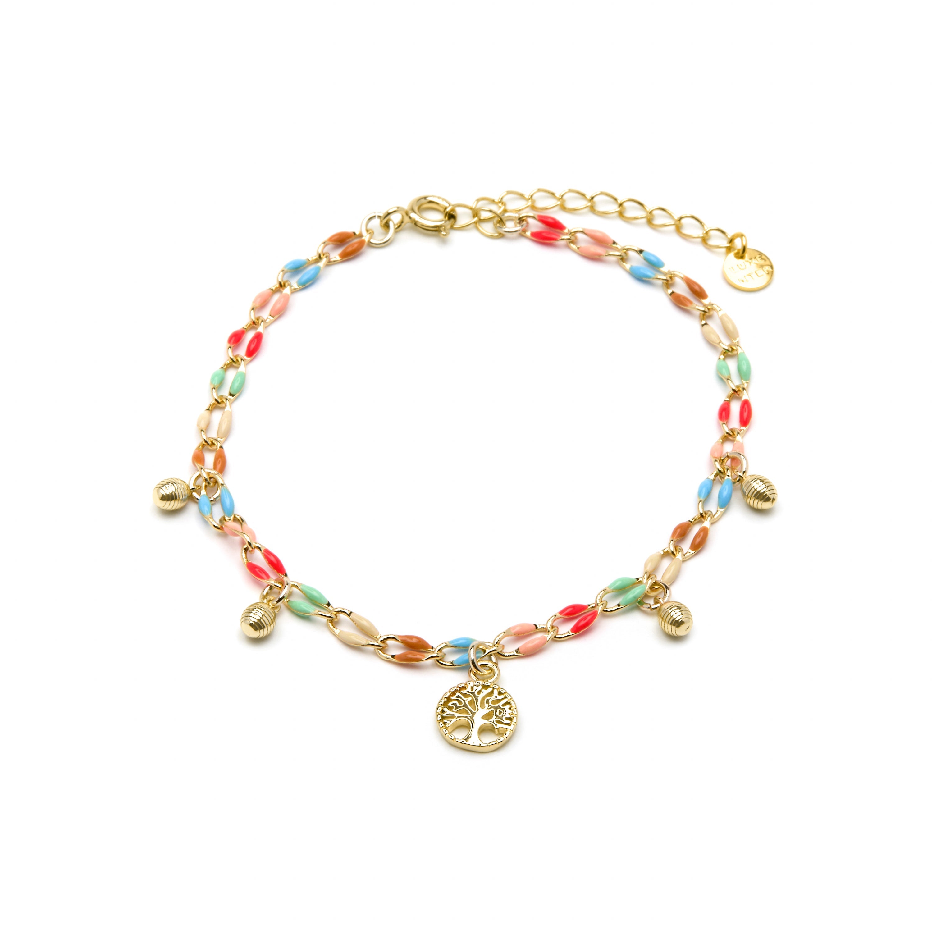 925 Sterling Silver and Multicolor Lacquer Bracelet with 18k Yellow Gold Finish - Ximue