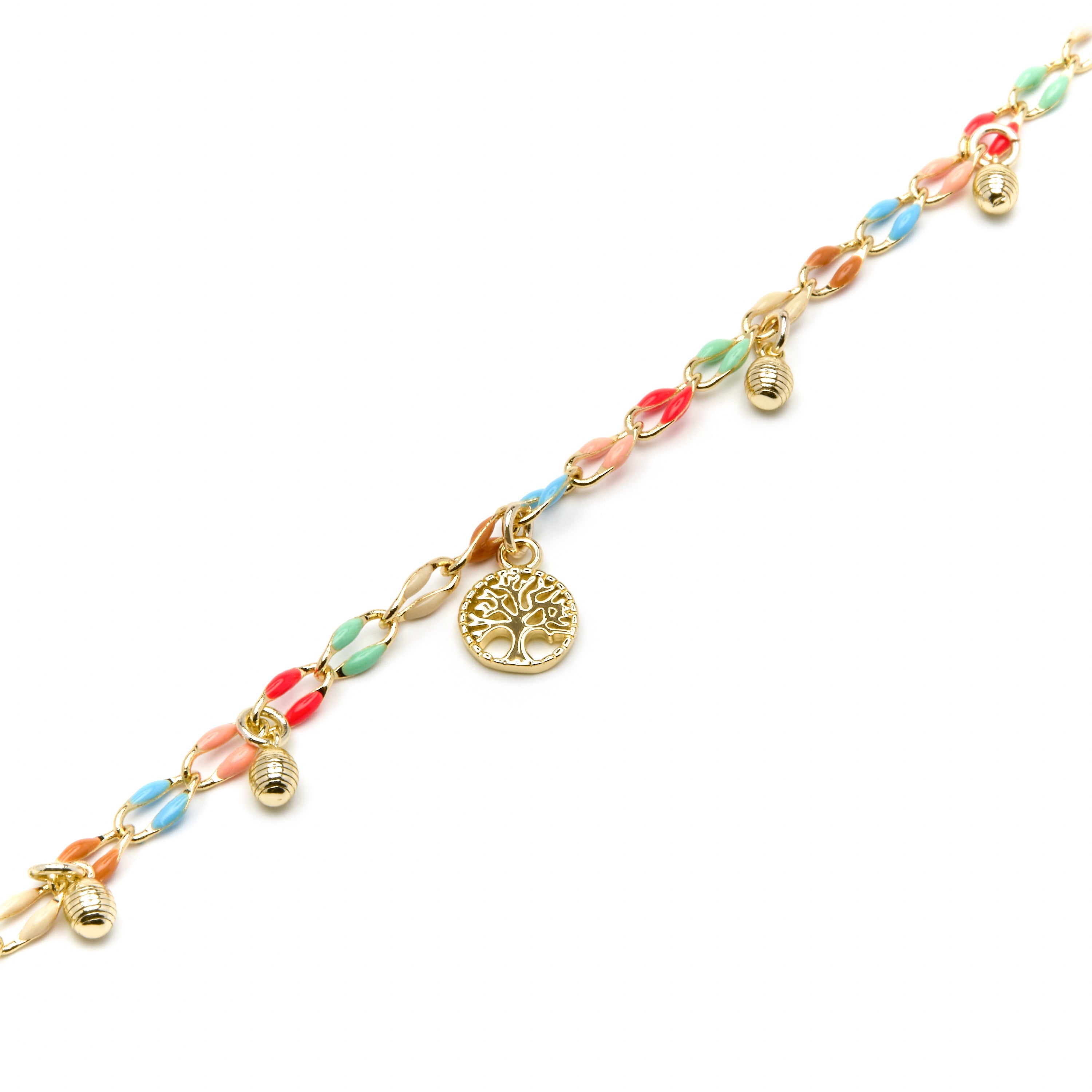 925 Sterling Silver and Multicolor Lacquer Bracelet with 18k Yellow Gold Finish - Ximue