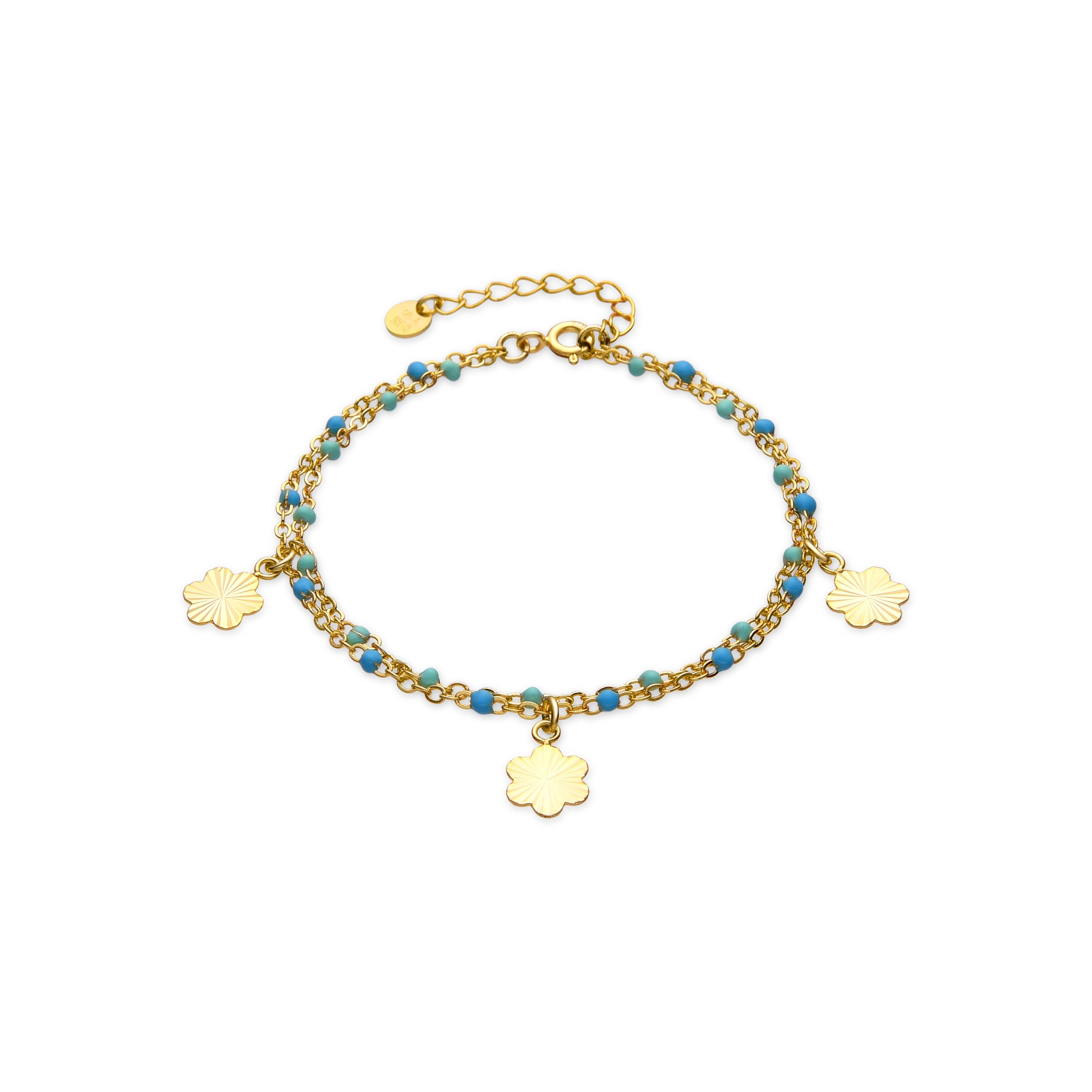 925 Sterling Silver and Blue Lacquer Bracelet with 18k Yellow Gold Finish - Lilith