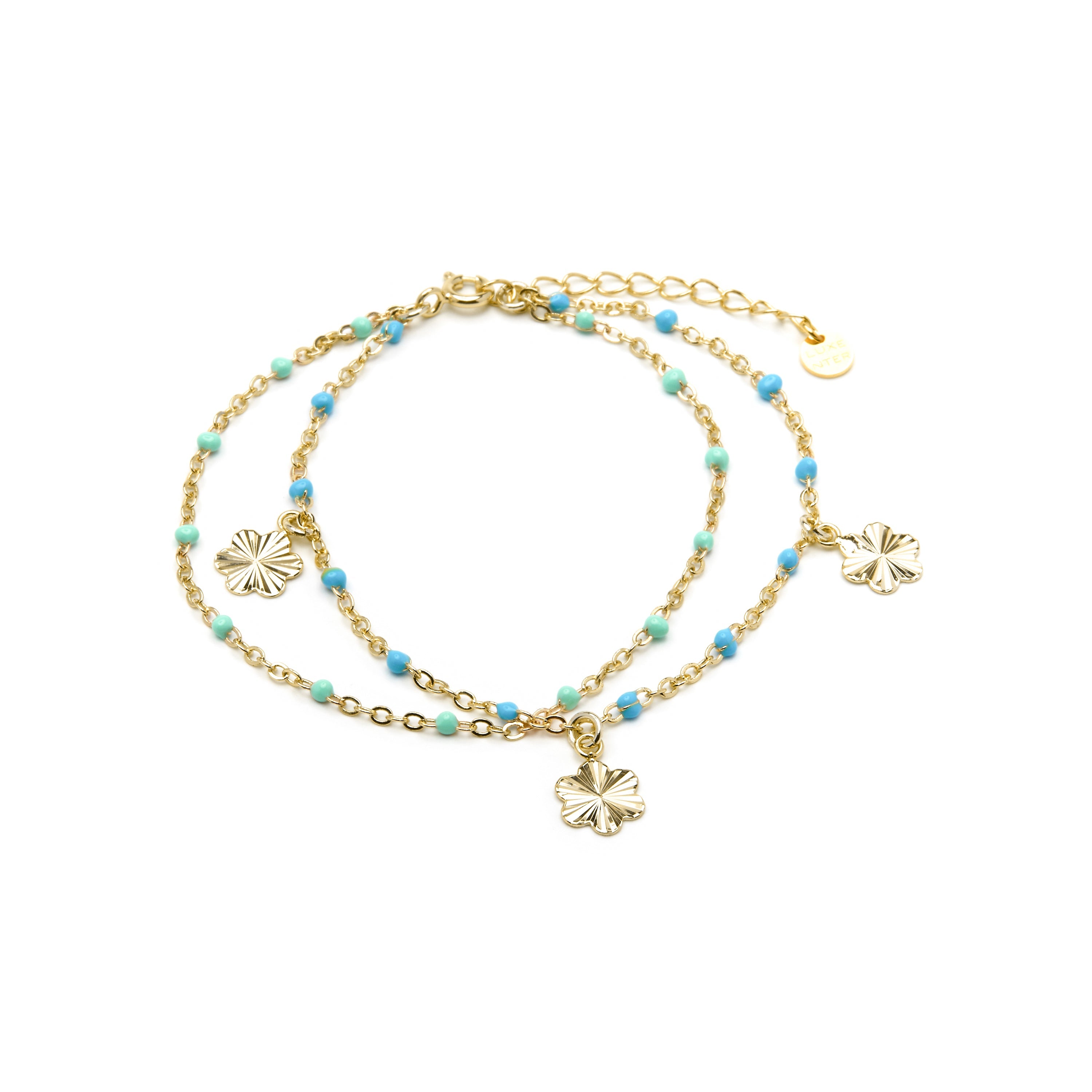 925 Sterling Silver and Blue Lacquer Bracelet with 18k Yellow Gold Finish - Lilith
