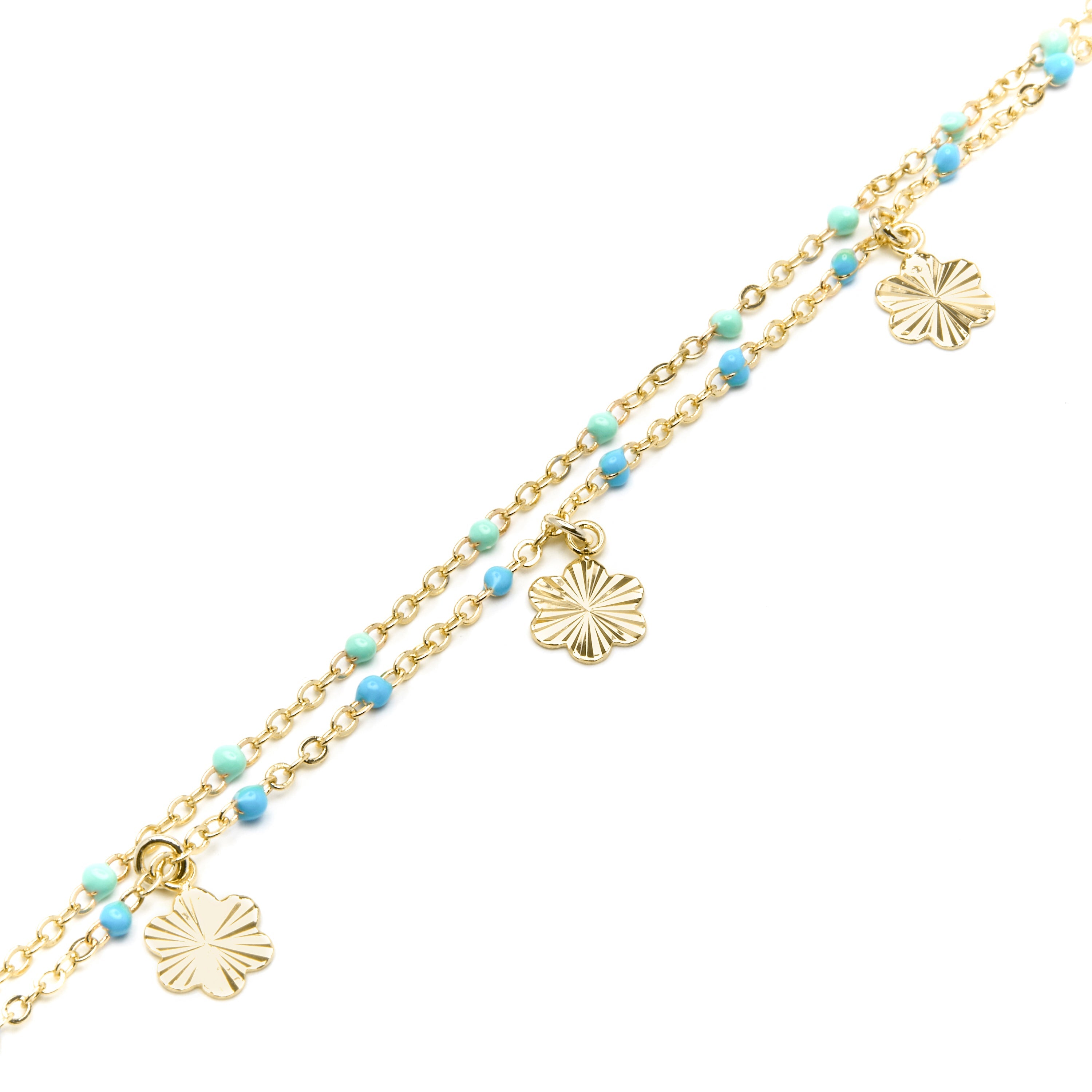 925 Sterling Silver and Blue Lacquer Bracelet with 18k Yellow Gold Finish - Lilith