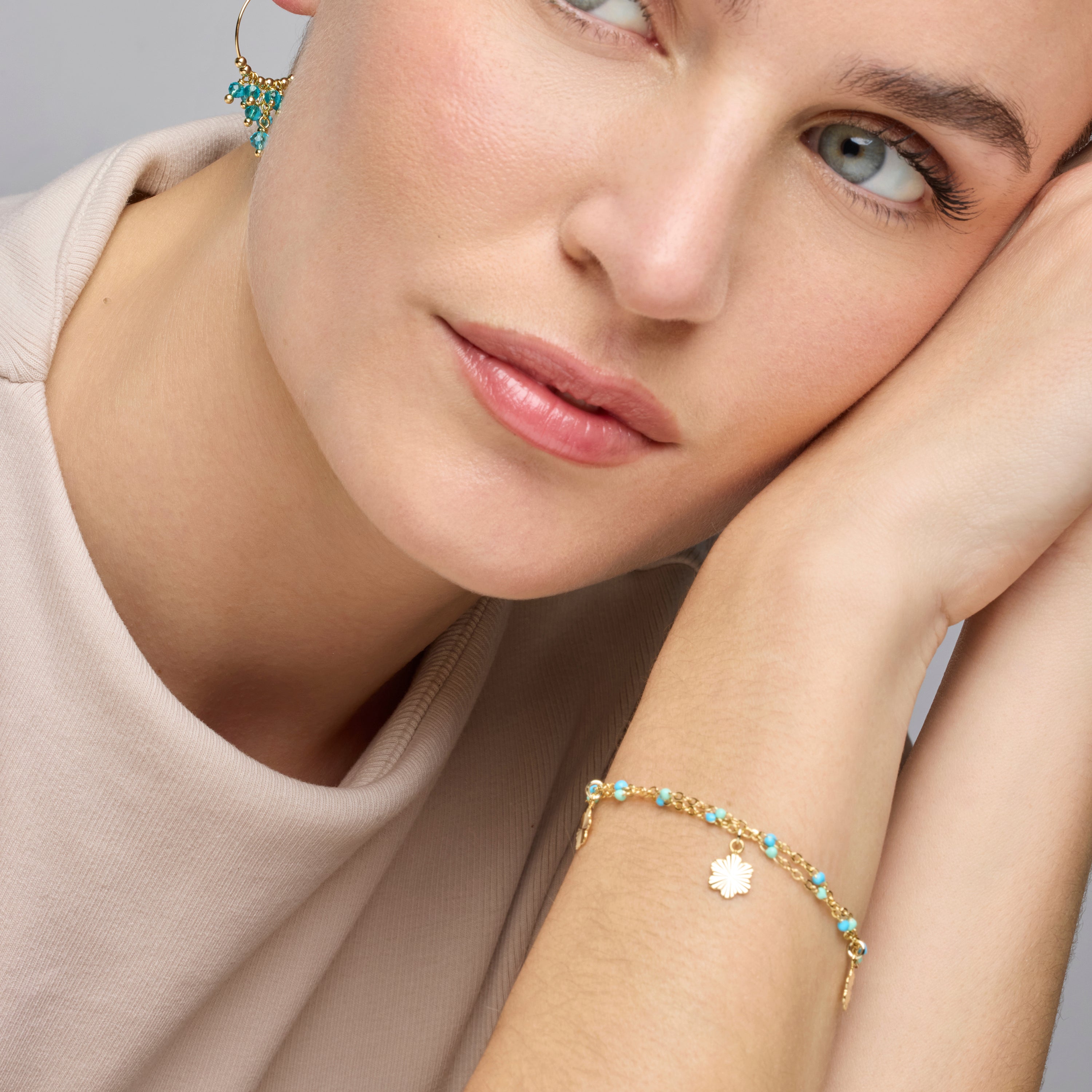 925 Sterling Silver and Blue Lacquer Bracelet with 18k Yellow Gold Finish - Lilith