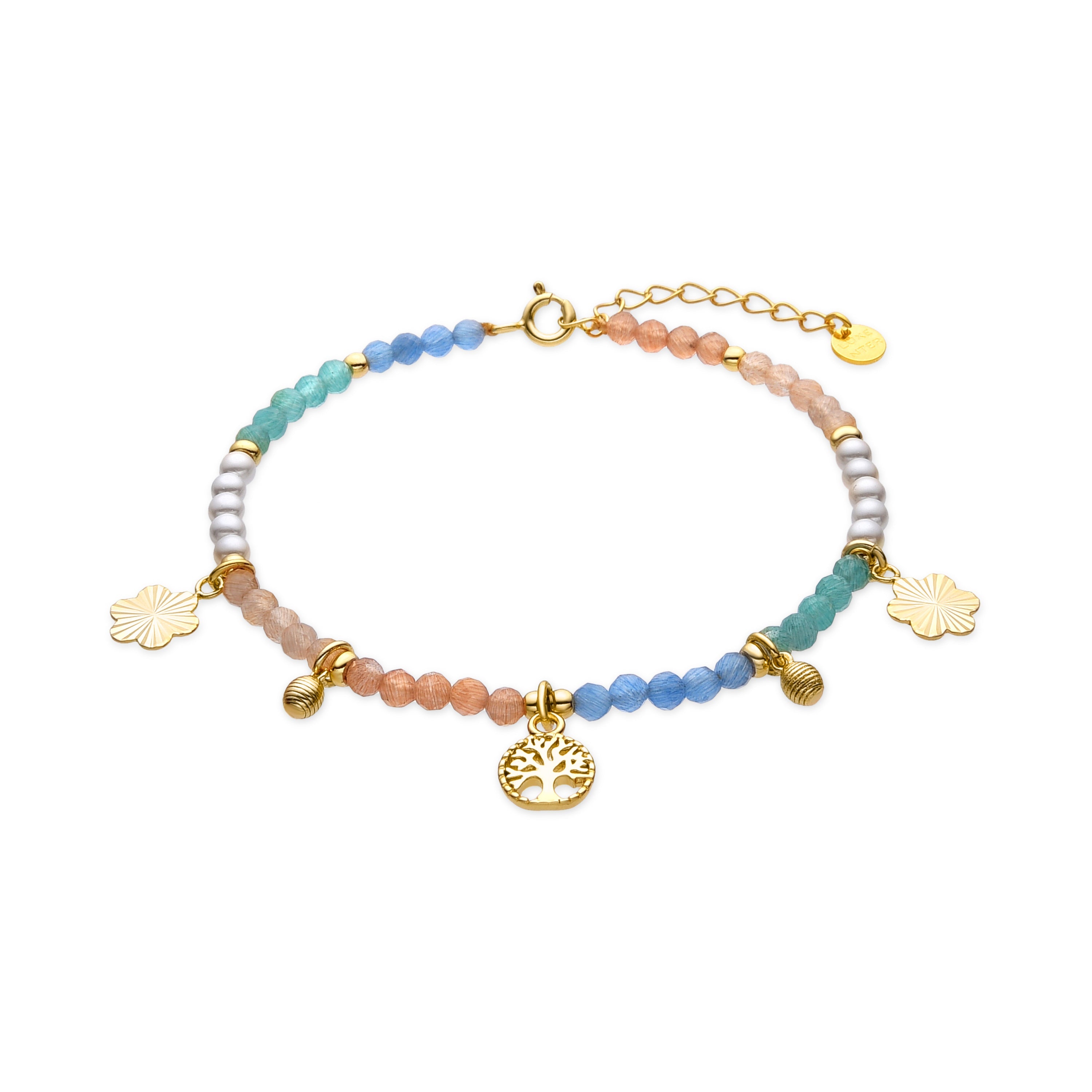 925 Sterling Silver and Multicolor Crystal Bracelet with 18k Yellow Gold Finish - Kedril