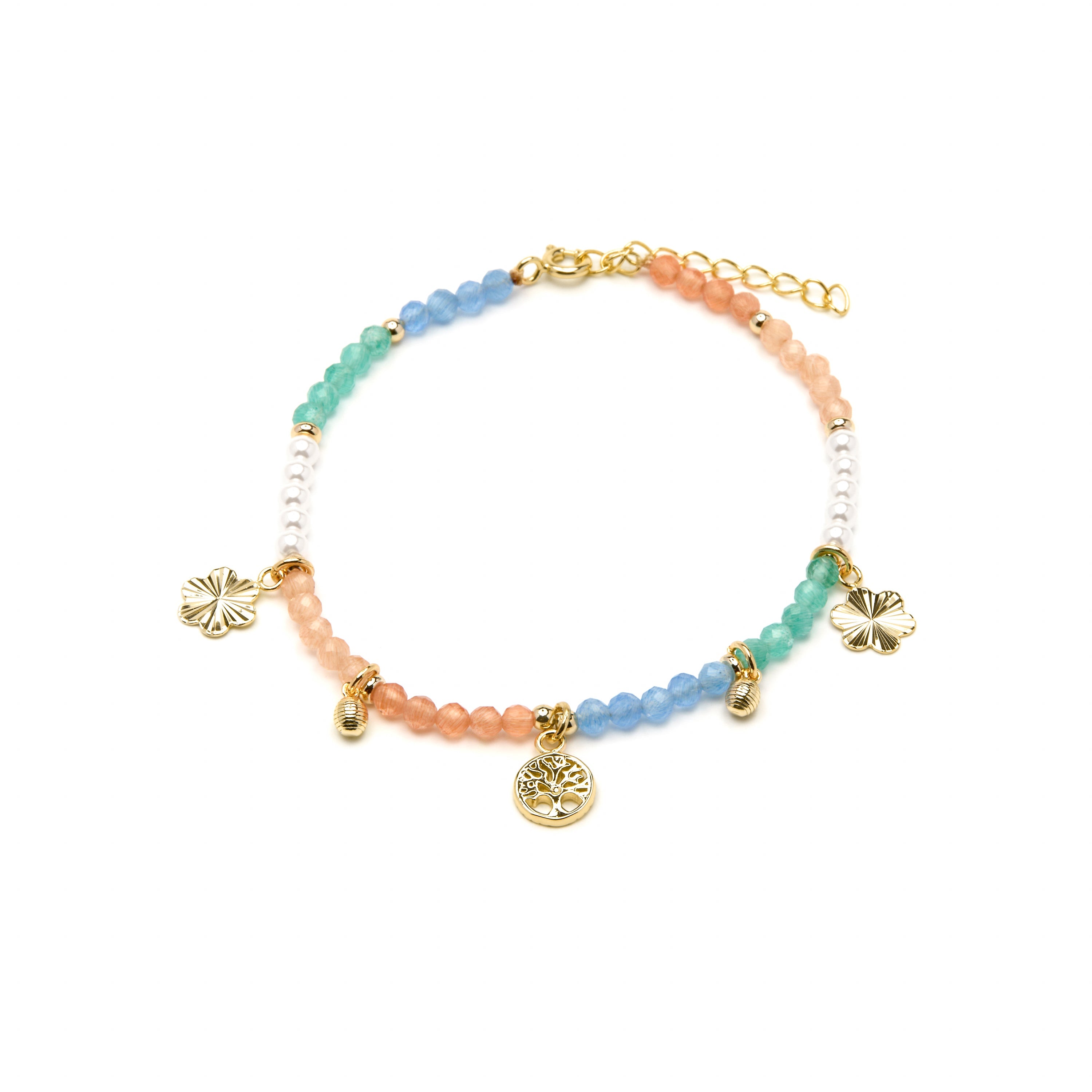 Pulseira de Prata de Lei 925 e Cristal Multicolorido com acabamento em ouro amarelo 18k - Kedril