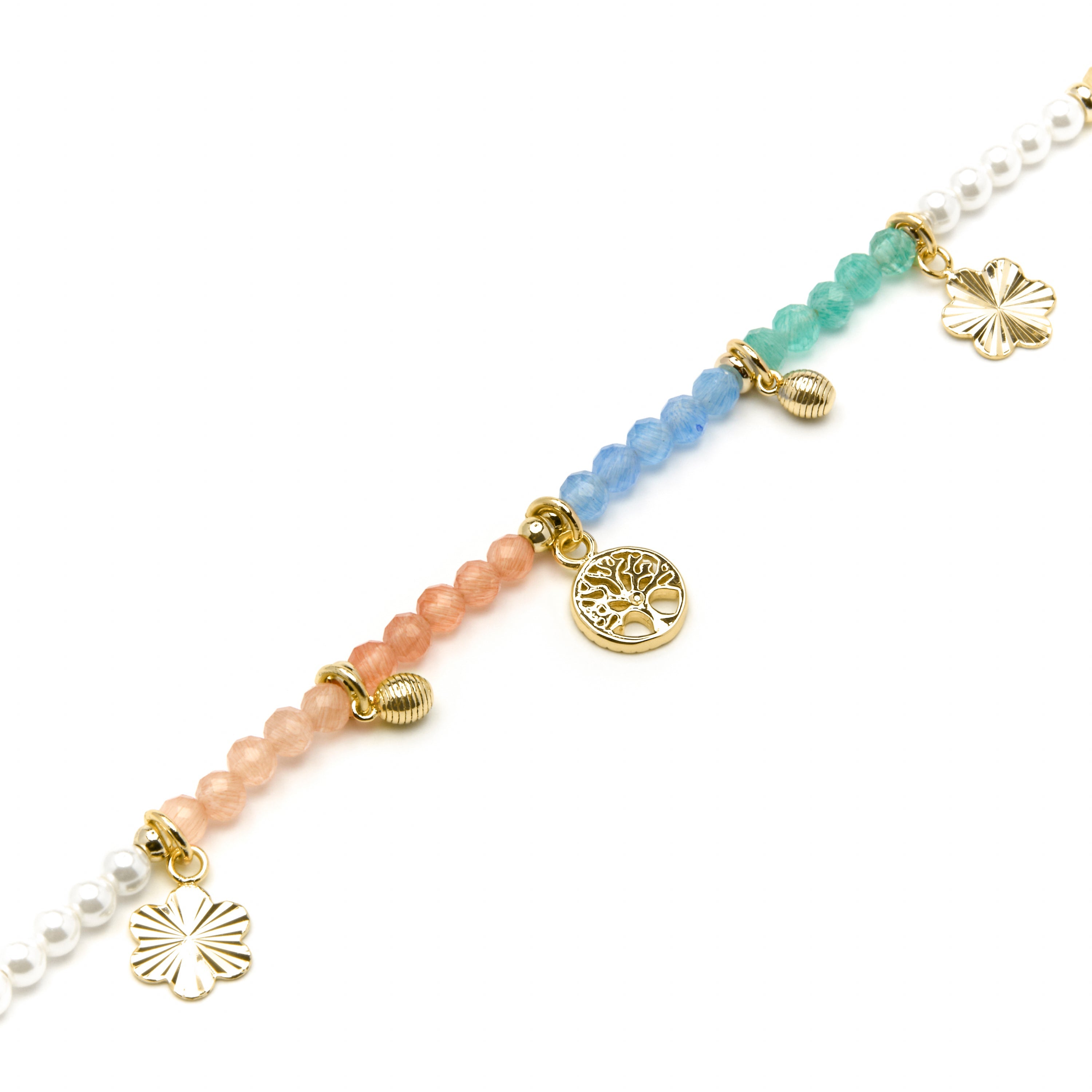 Pulseira de Prata de Lei 925 e Cristal Multicolorido com acabamento em ouro amarelo 18k - Kedril
