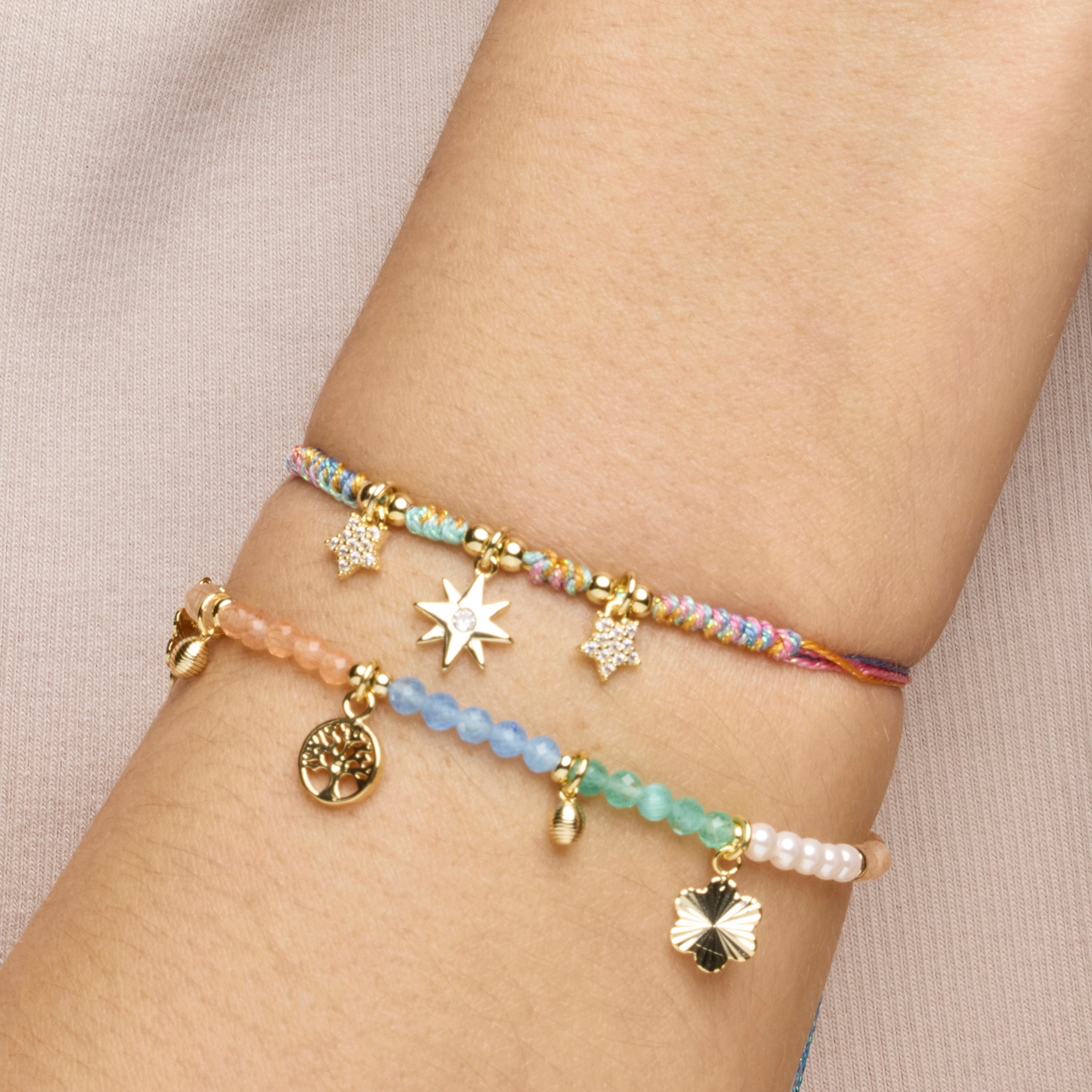 Pulseira de Prata de Lei 925 e Cristal Multicolorido com acabamento em ouro amarelo 18k - Kedril