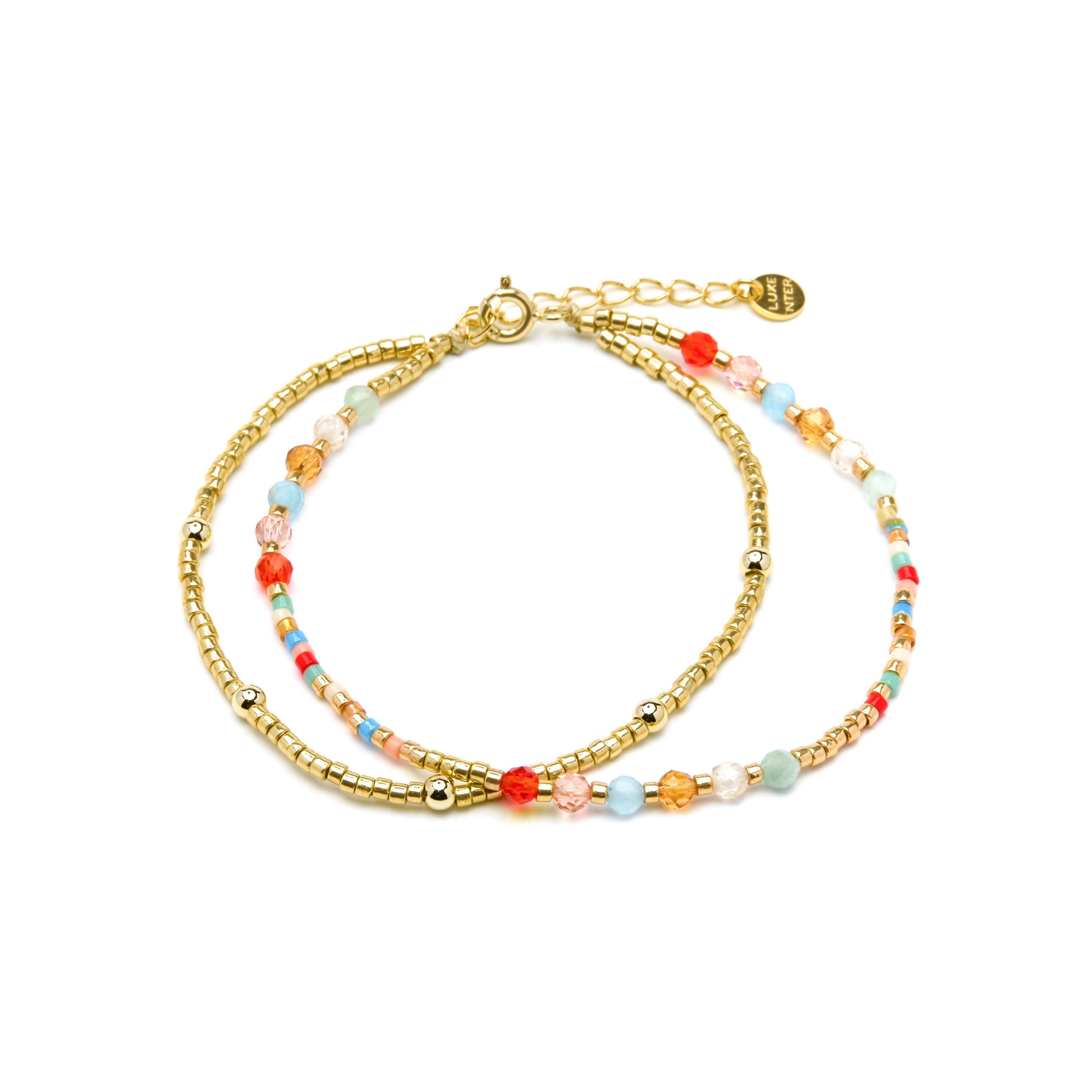 925 Sterling Silver and Multicolor Crystal Bracelet, 18k Yellow Gold Finish - Guth