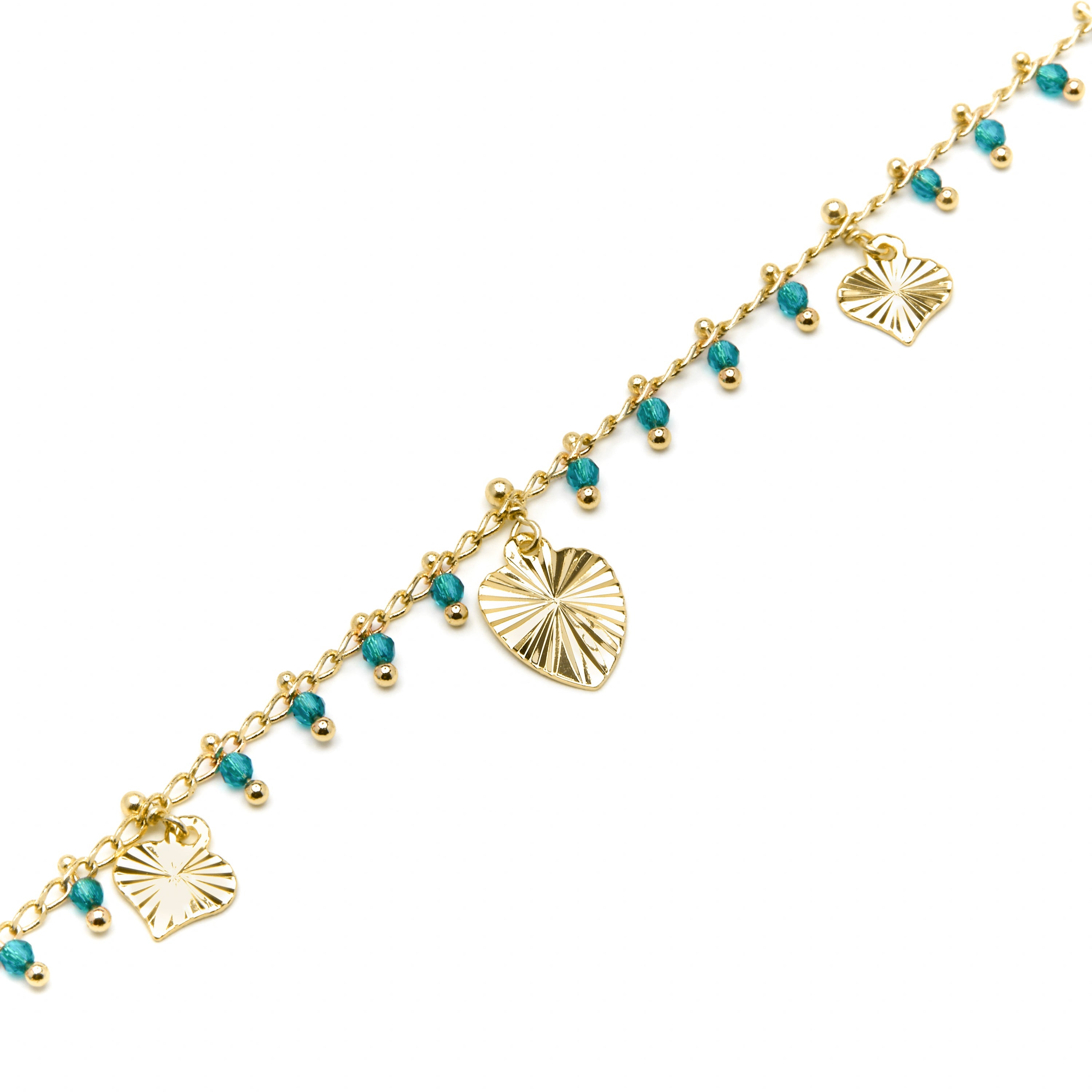 Pulseira de Prata de Lei 925 e Cristal Verde com acabamento em ouro amarelo 18k - Dadrec