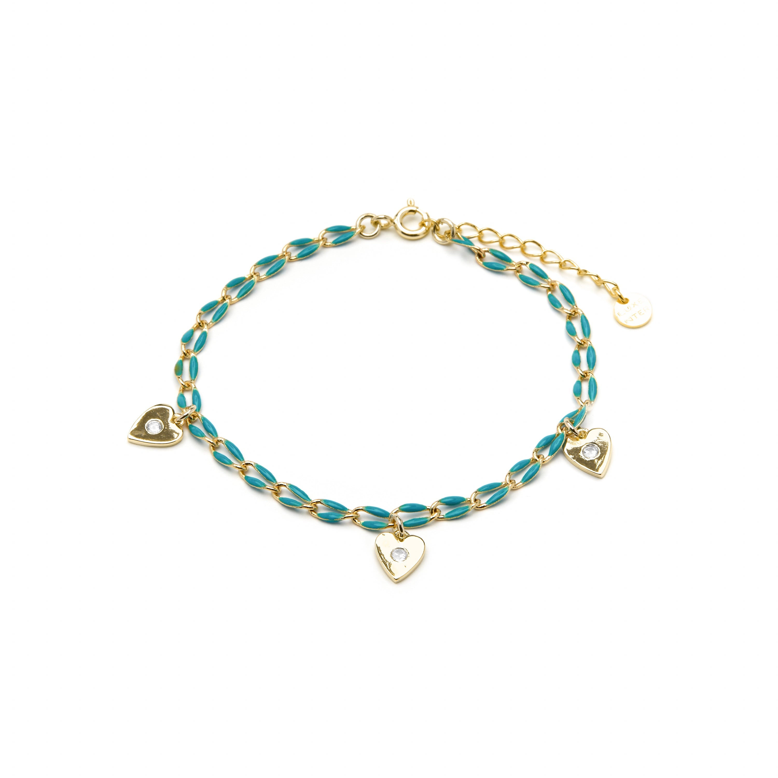 Pulsera de Plata de Ley 925 y Lacado Azul acabado oro amarillo de 18k - Drukya