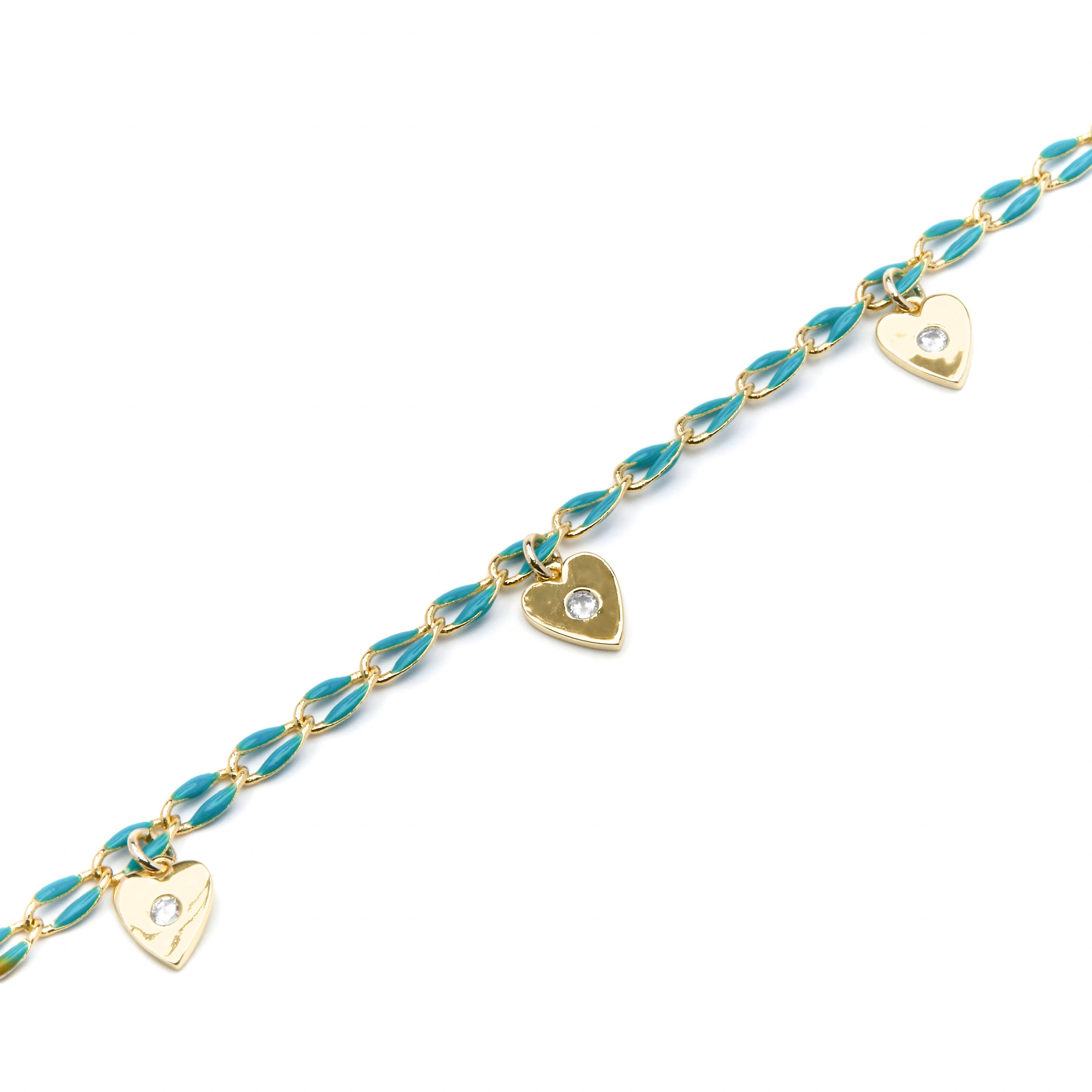 Pulsera de Plata de Ley 925 y Lacado Azul acabado oro amarillo de 18k - Drukya