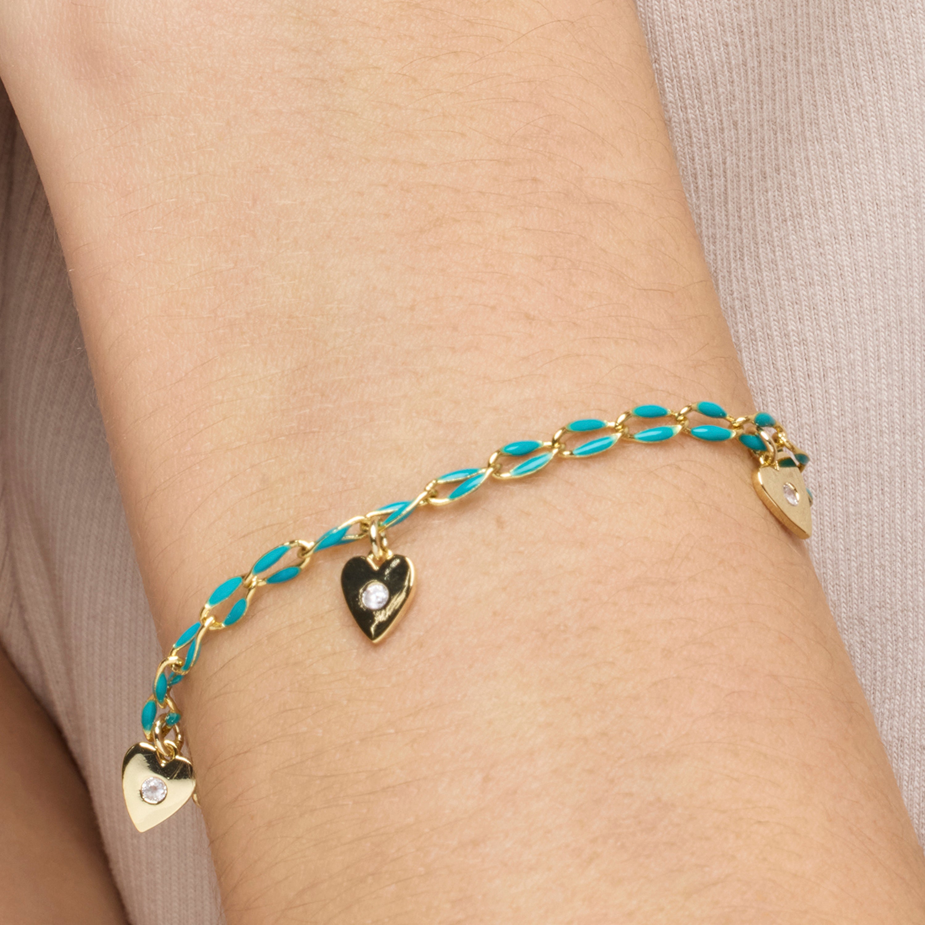 Pulsera de Plata de Ley 925 y Lacado Azul acabado oro amarillo de 18k - Drukya