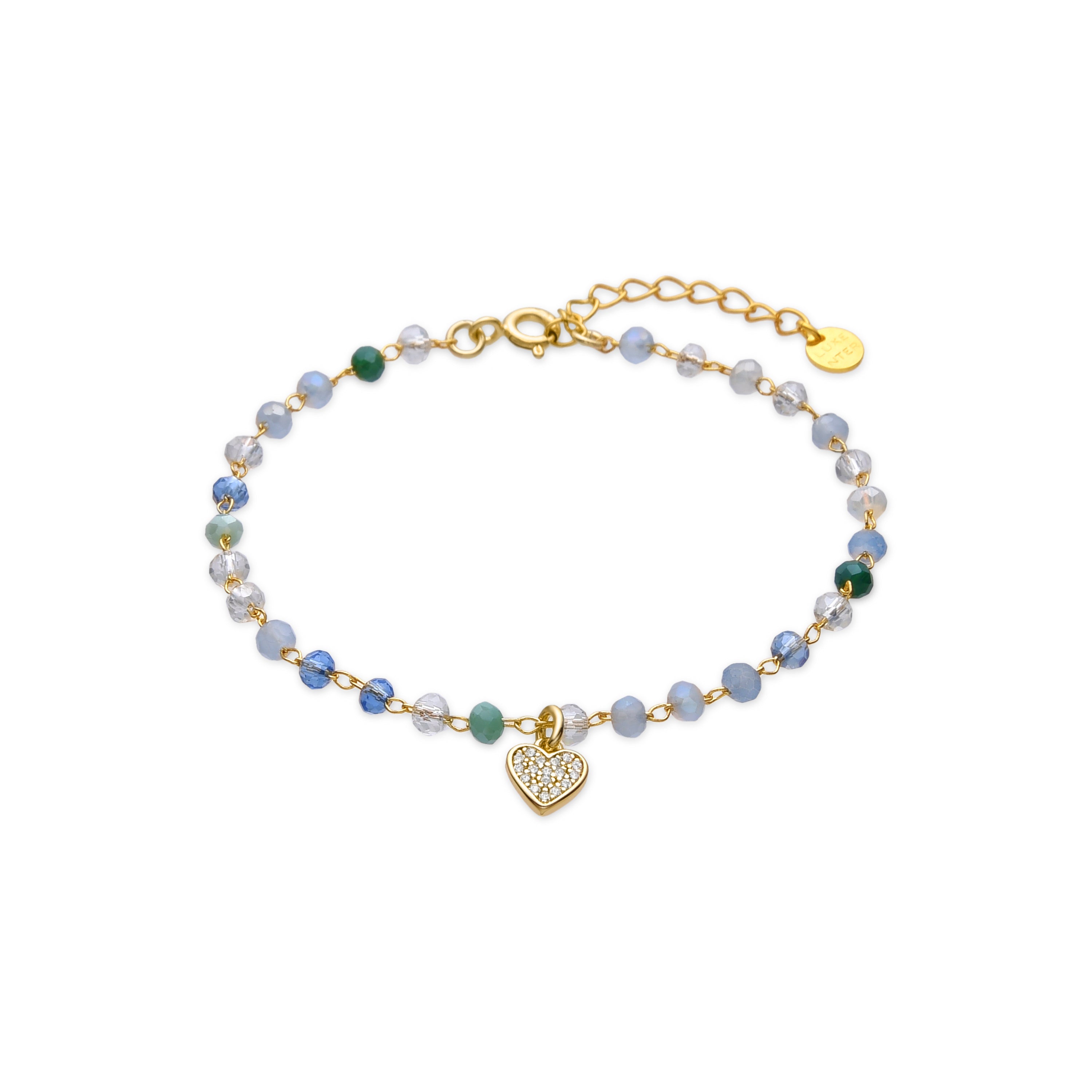 925 Sterling Silver and Multicolor Crystal Bracelet with 18k Yellow Gold Finish - Caram