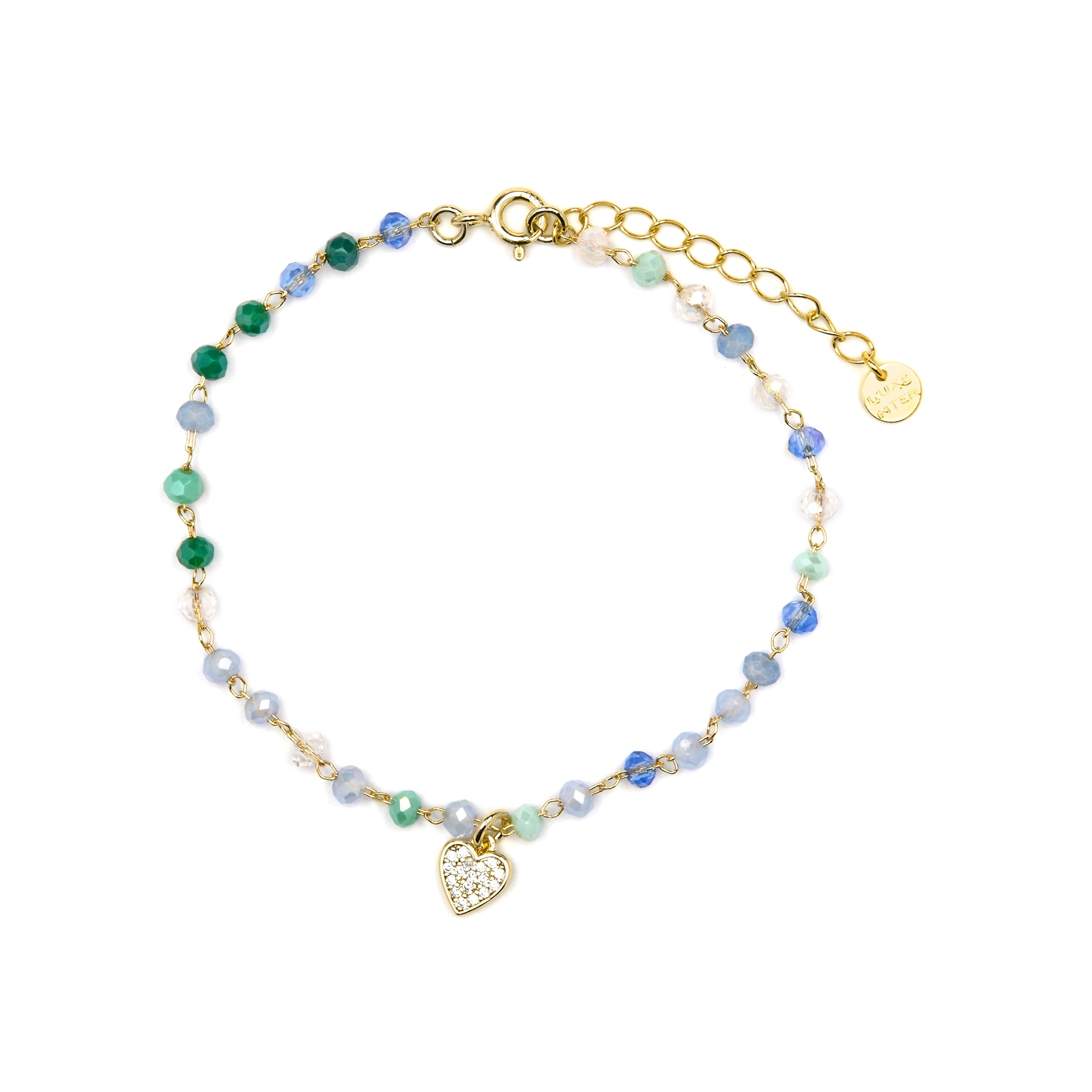 925 Sterling Silver and Multicolor Crystal Bracelet with 18k Yellow Gold Finish - Caram