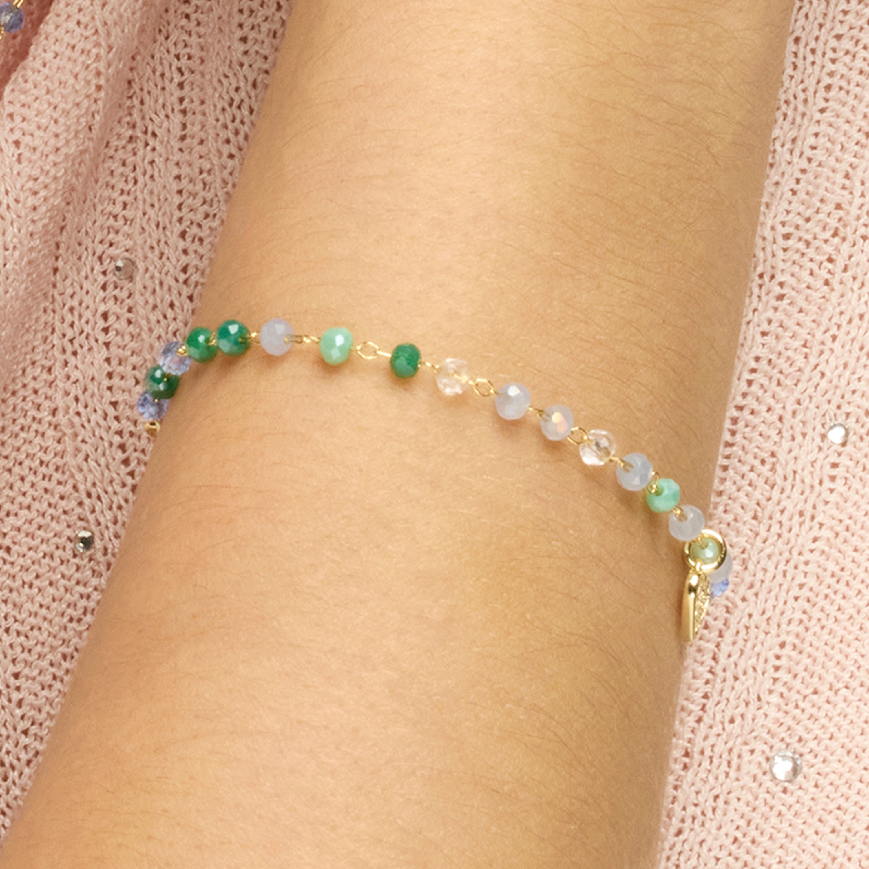 925 Sterling Silver and Multicolor Crystal Bracelet with 18k Yellow Gold Finish - Caram